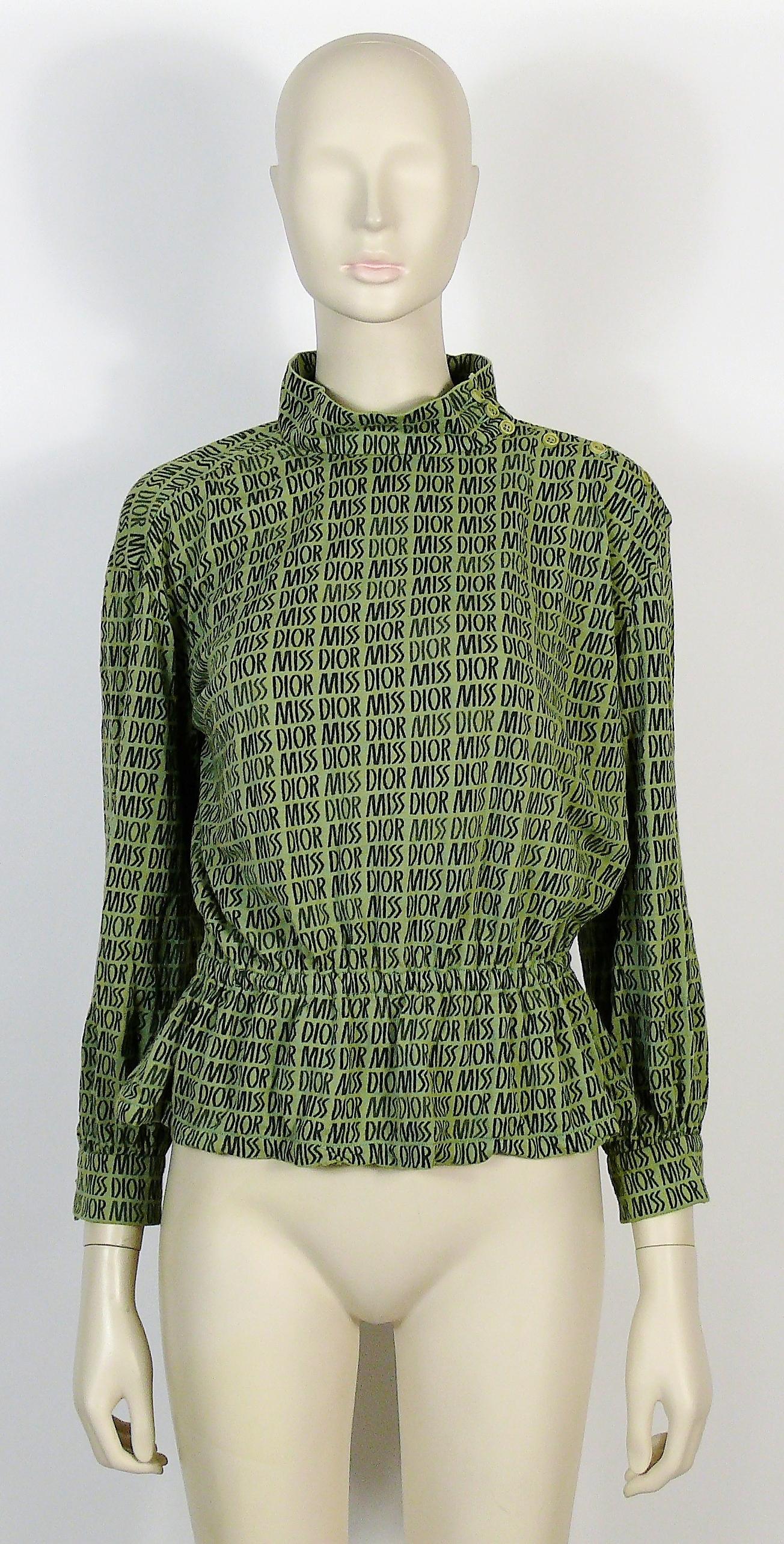 Miss Dior Vintage-Bluse mit grünem Logo Damen im Angebot