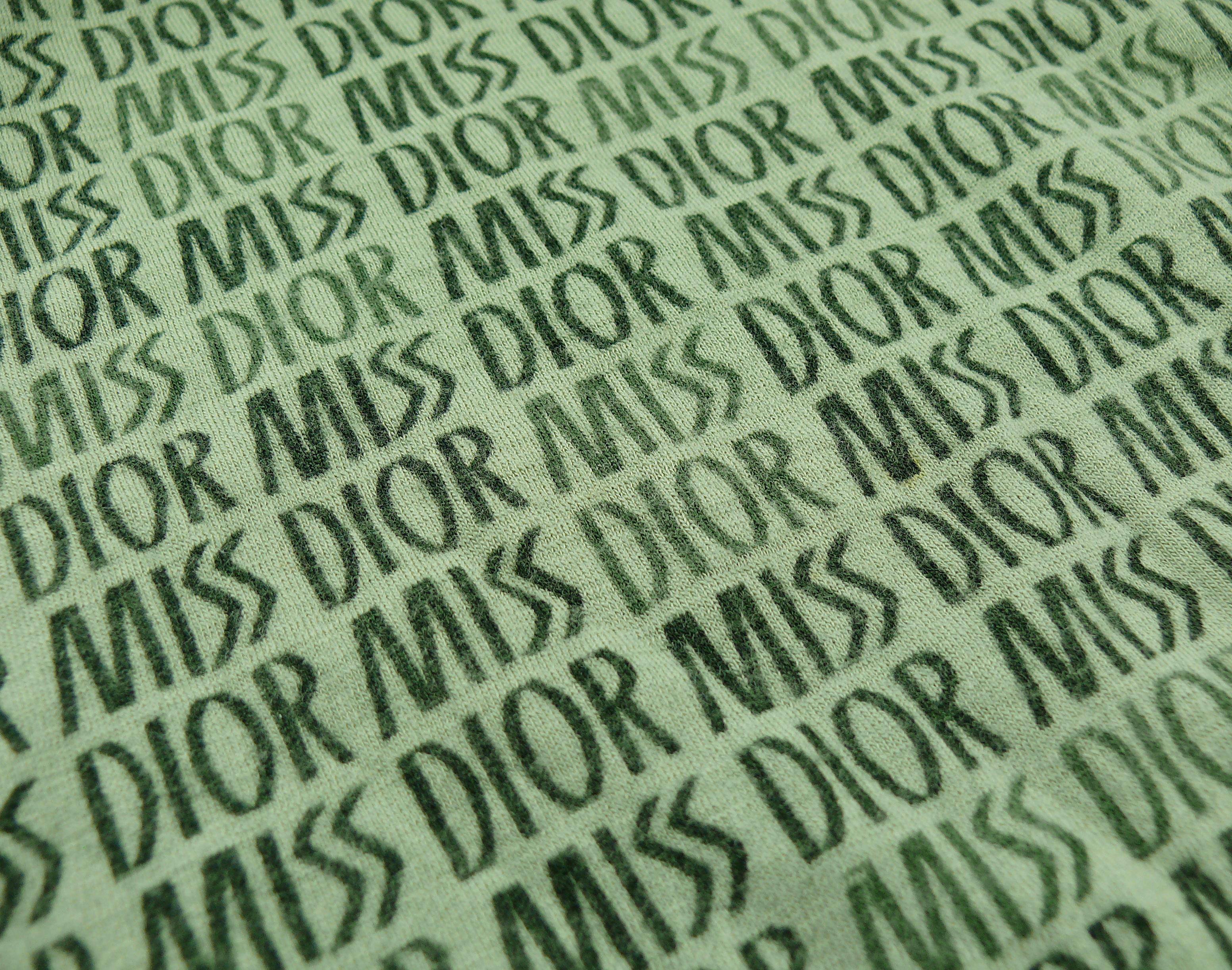 Gray Miss Dior Vintage Green Logo Blouse For Sale