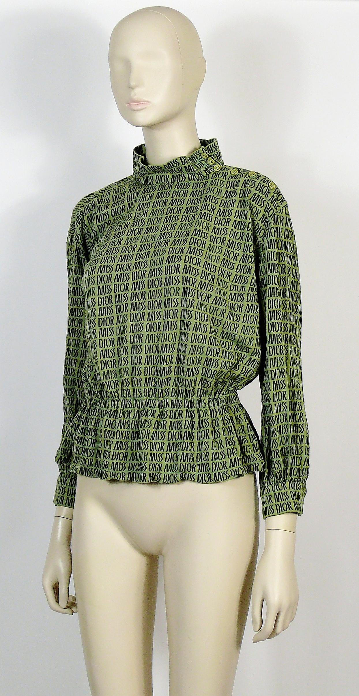 Miss Dior Vintage-Bluse mit grünem Logo im Angebot 3