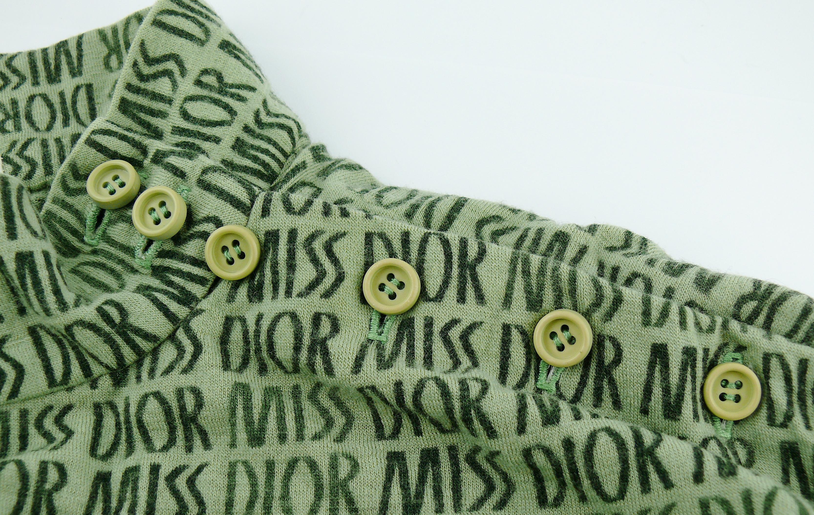 Miss Dior Vintage Green Logo Blouse For Sale 1
