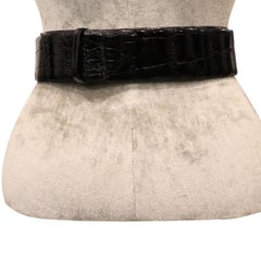 Miss Ellen Ruth Levy NYC Long Black Thick American Alligator Belt