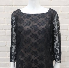 Miss Elliette Black Lace Cocktail Dress, C.1970