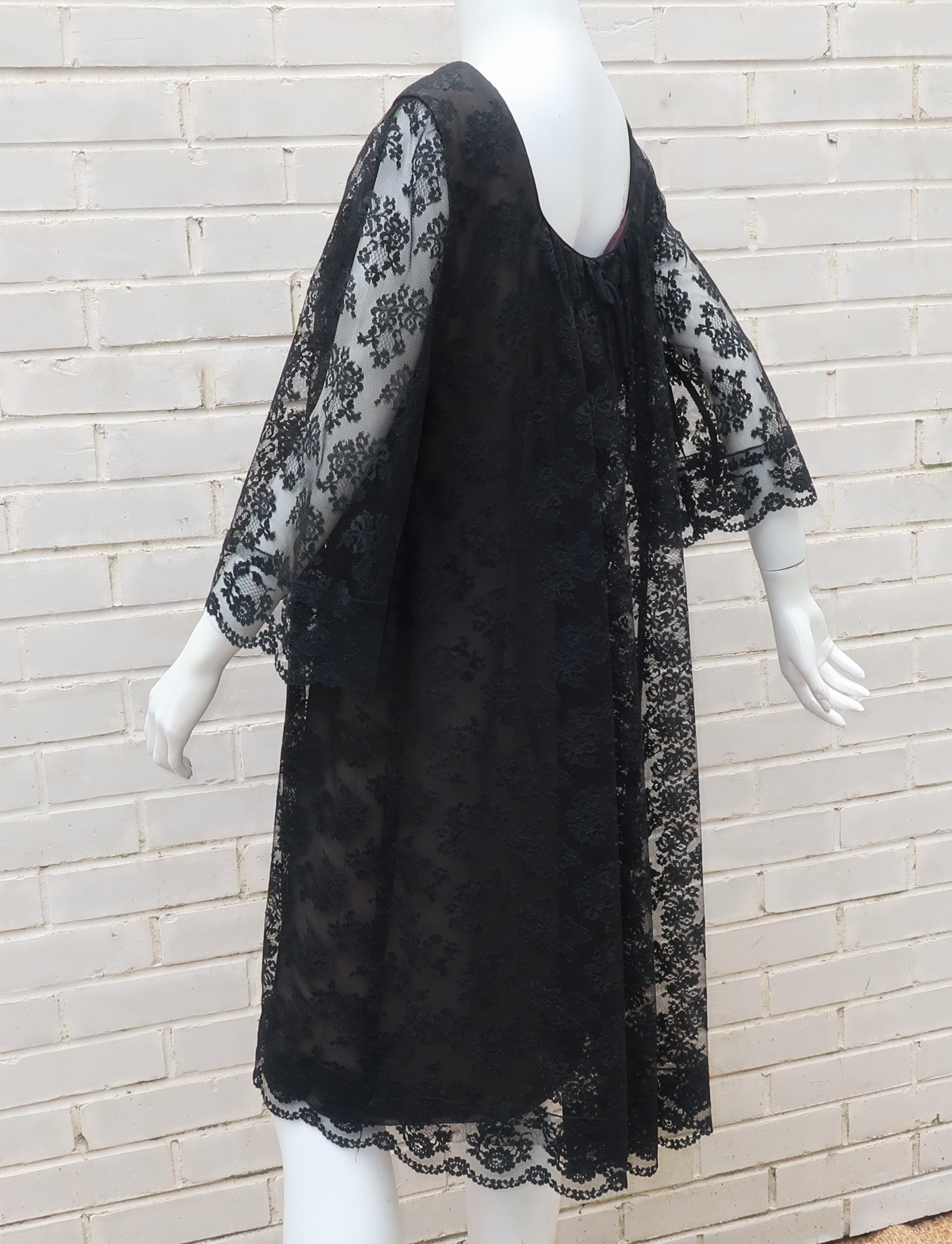 Miss Elliette Black Lace Cocktail Dress, C.1970 4