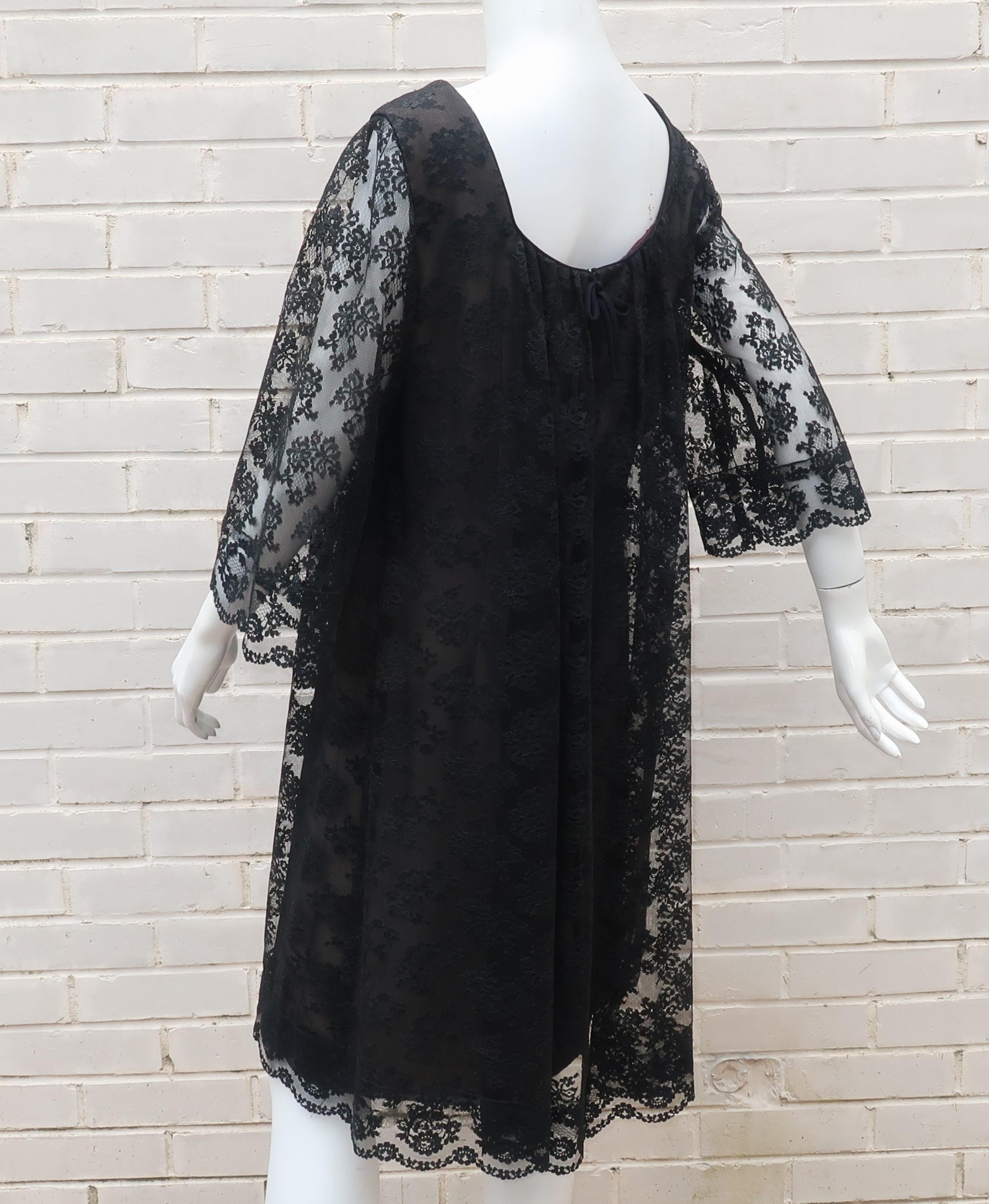 Miss Elliette Black Lace Cocktail Dress, C.1970 5