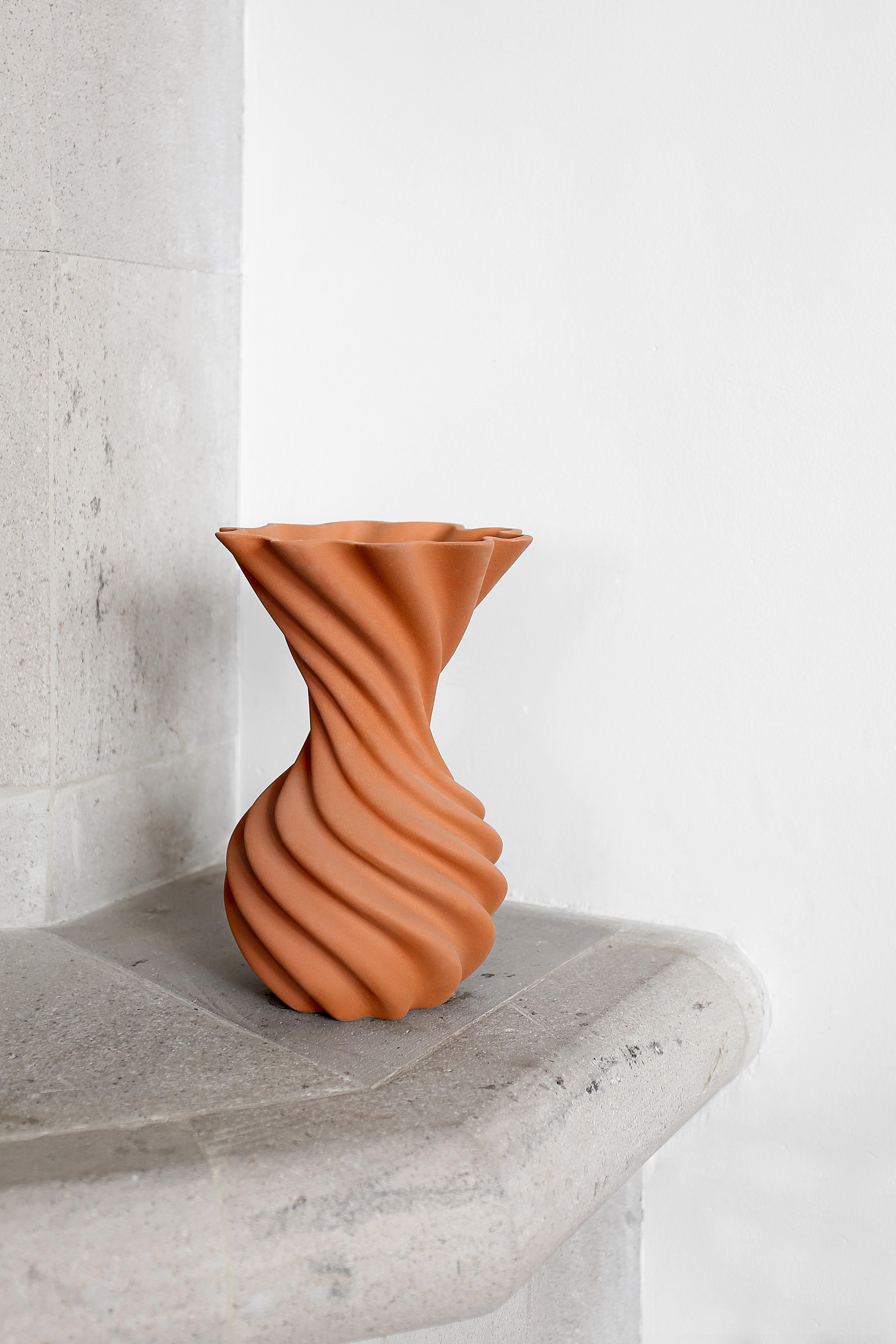 Contemporary Decorative Ceramic Vase with Clay Glaze Miss Jolie by Joel Escalona