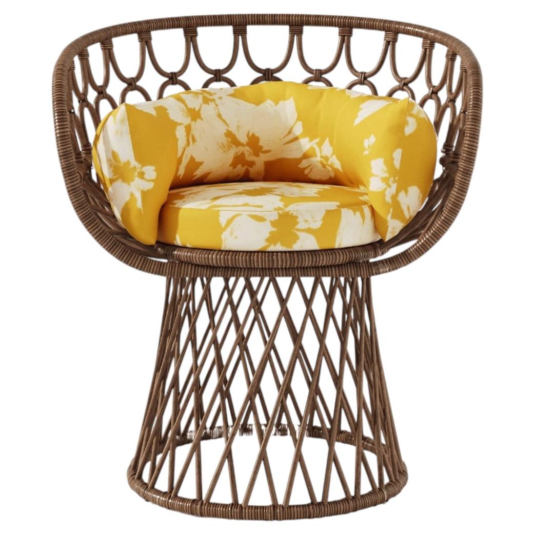 Miss Lo Armchair in Stained Rattan, Plywood and HR Foam by POPUS EDITIONS