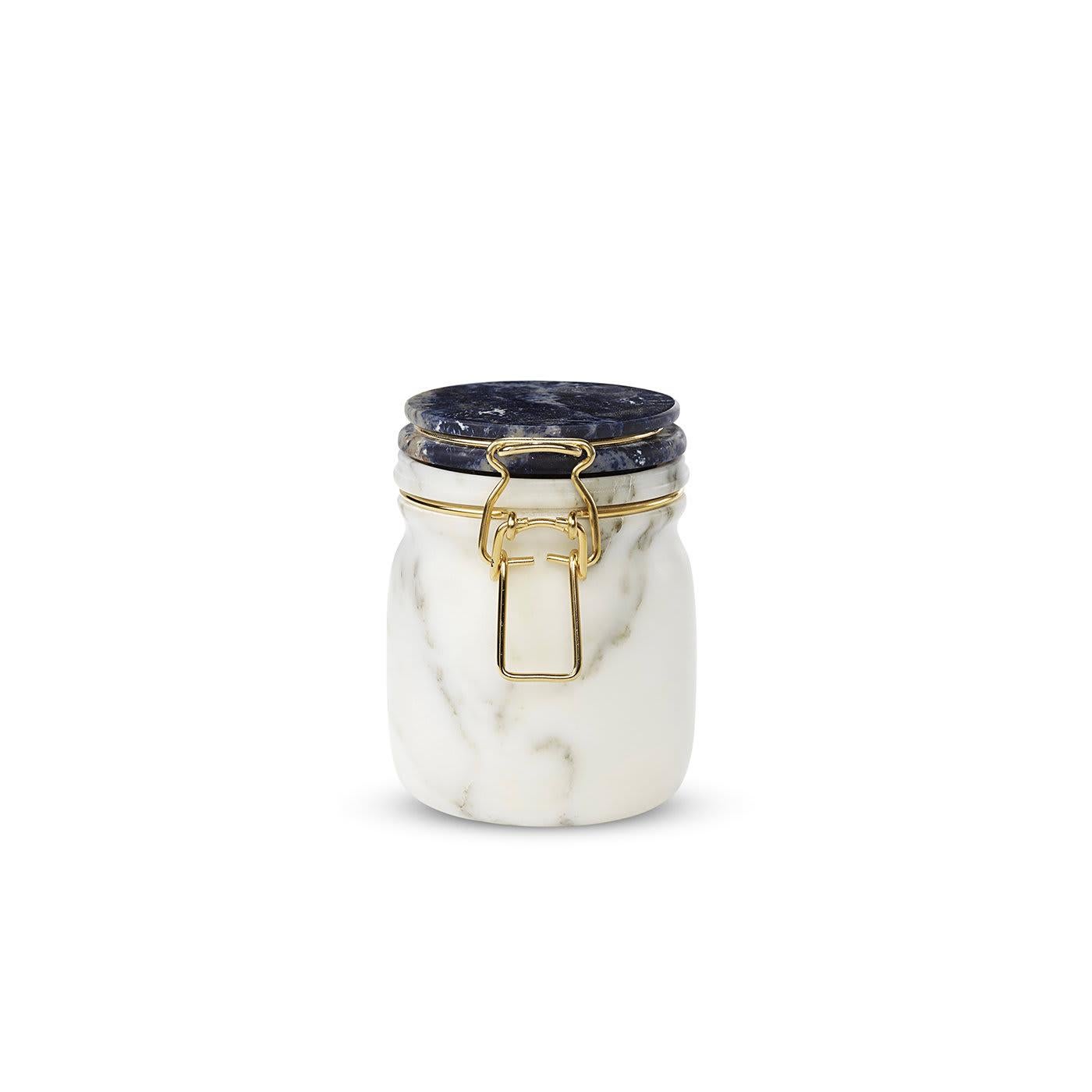 Italian Miss Marble Jar in Arabescato Marble by Lorenza Bozzoli For Sale