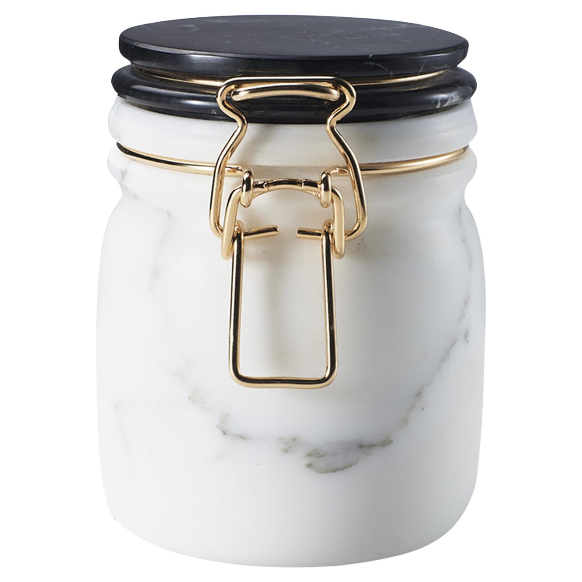 Miss Marble Jar in Arabescato Marble by Lorenza Bozzoli For Sale