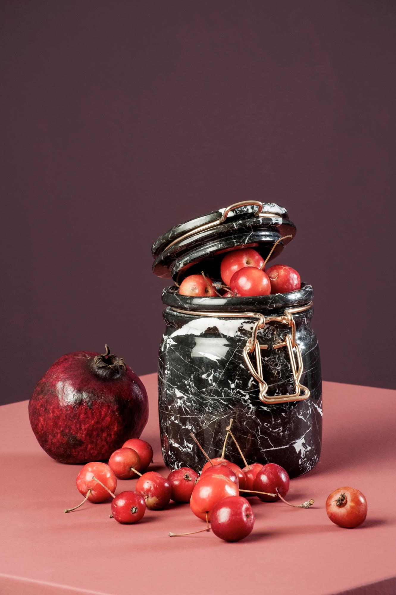 Modern Miss Marble Portoro Jar by Lorenza Bozzoli for Editions Milano For Sale