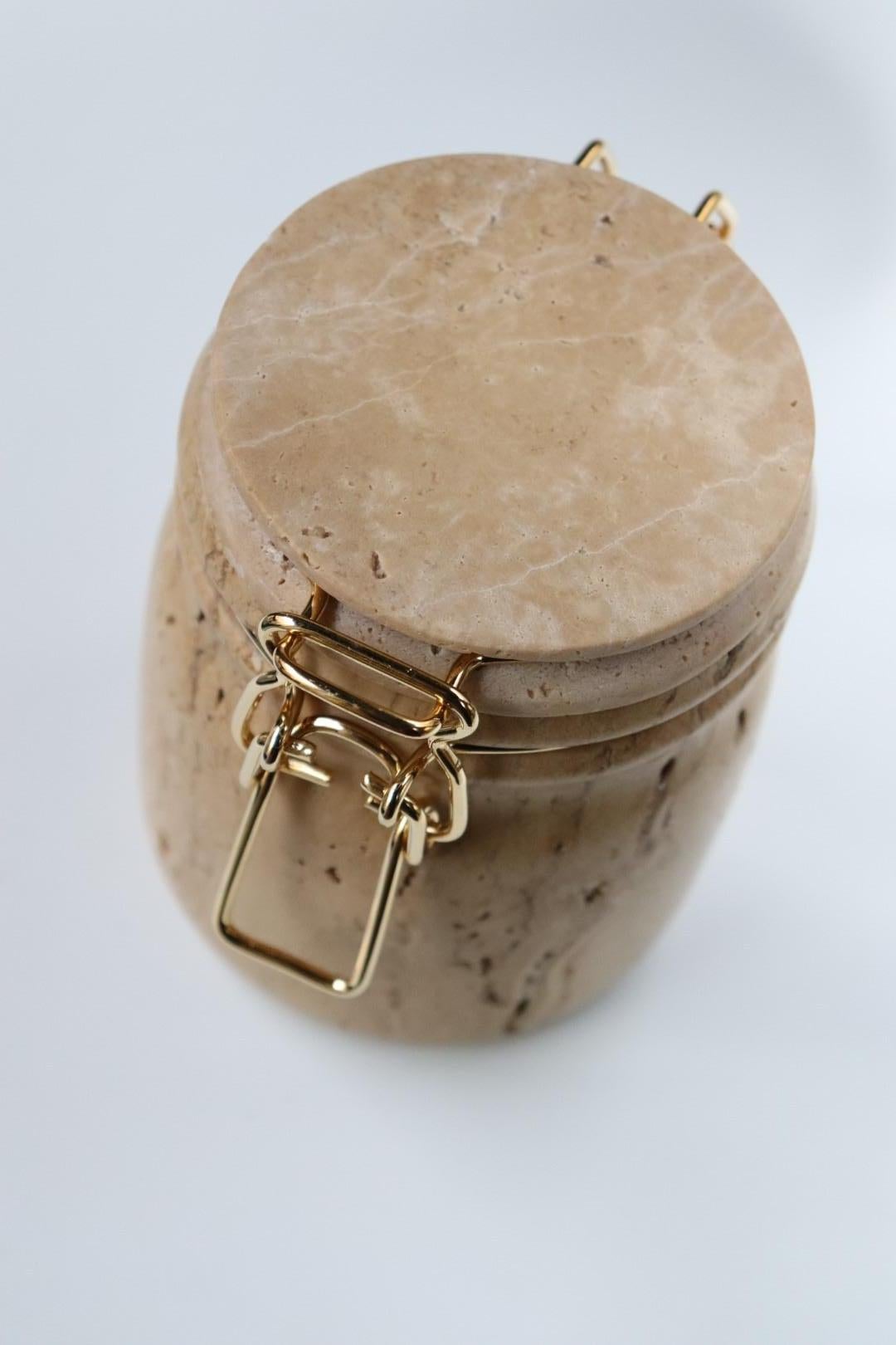 Modern Miss Marble Travertino Jar by Lorenza Bozzoli for Editions Milano For Sale