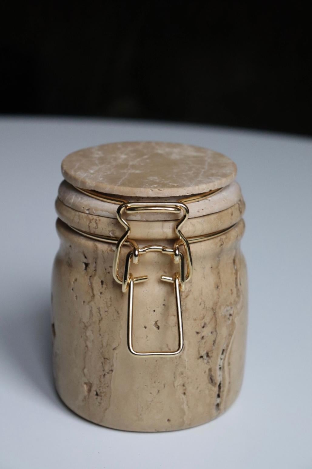 Miss Marble Travertino Jar by Lorenza Bozzoli for Editions Milano For Sale 4