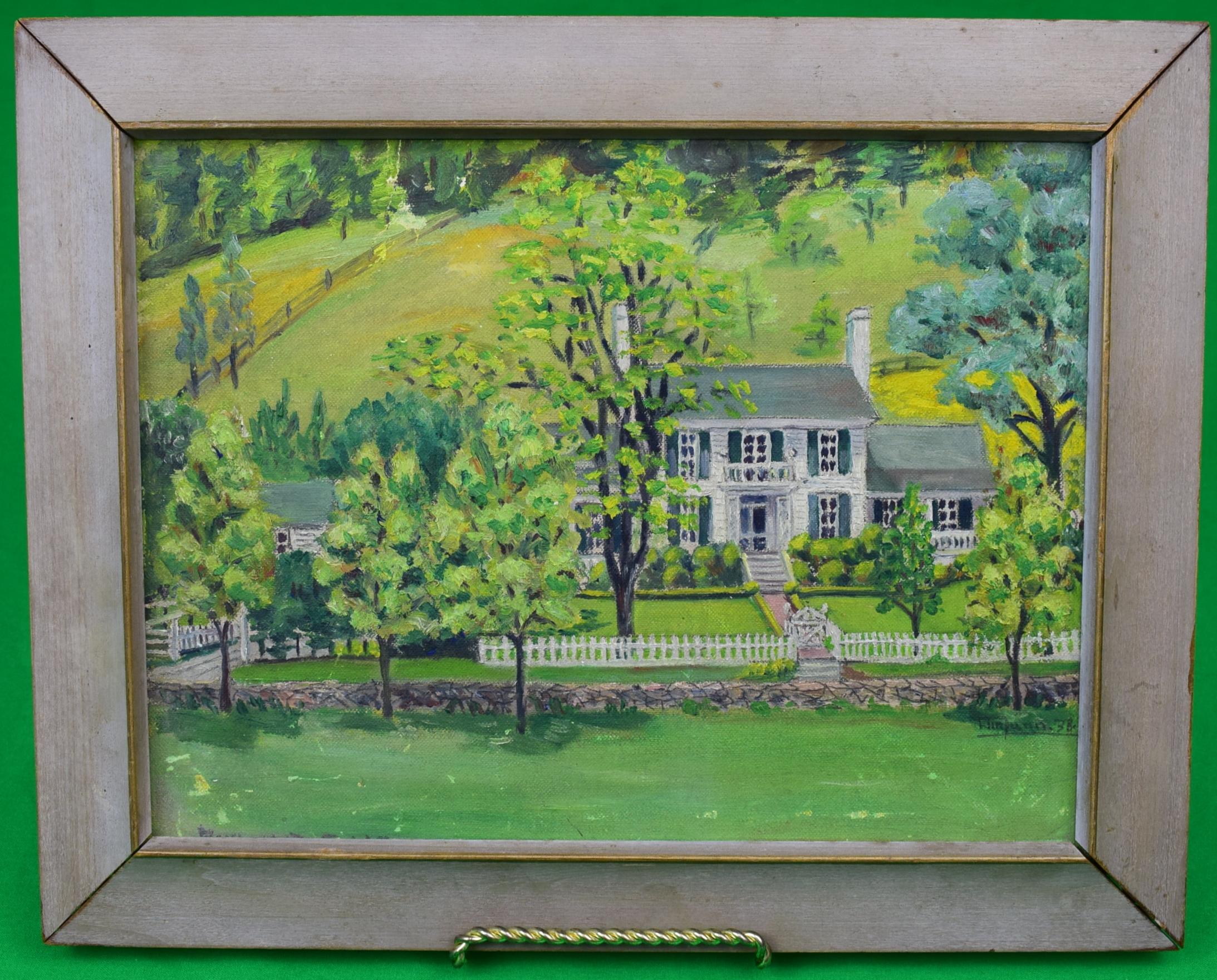 Miss Mary Munn Landscape Painting - "Douglas & Mary Fairbanks Sr. Boxwood Farm Virginia Estate Oil On Board"