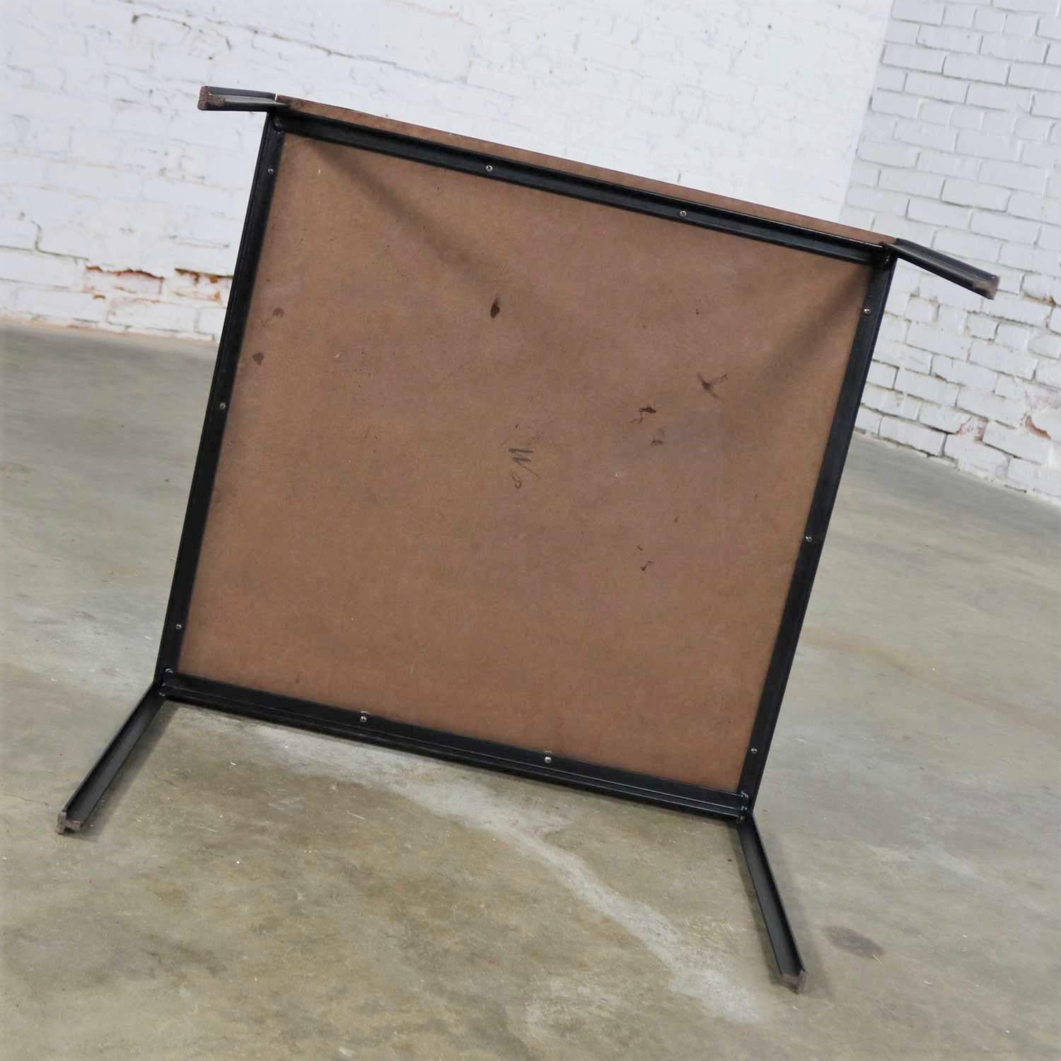 Miss Matched Mid-Century Modern Black Wrought Iron Side Tables with Laminate Top 6