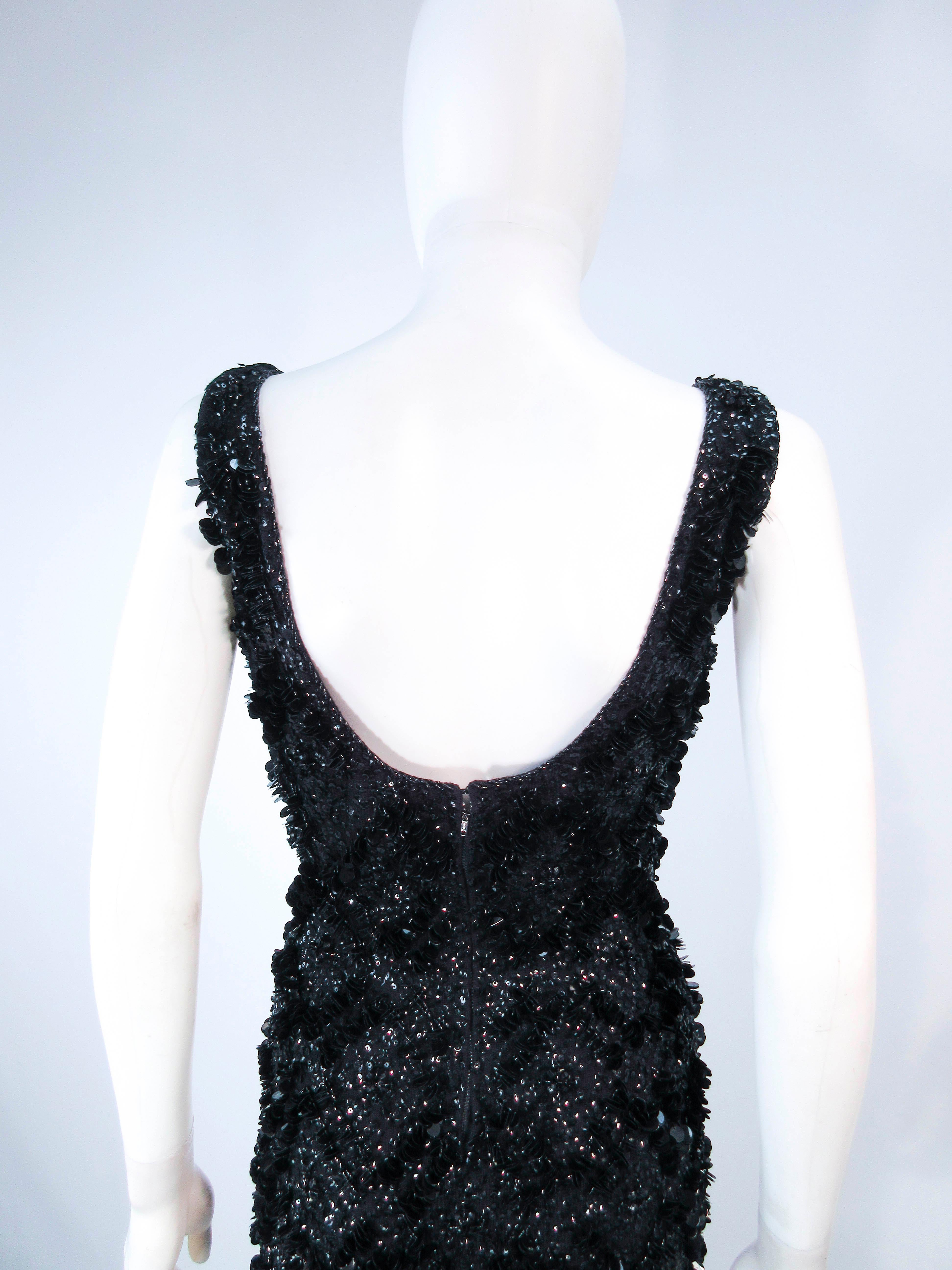 Miss Ruth Relief Beaded Stretch Wool Sequin Gown Size Small For Sale 4