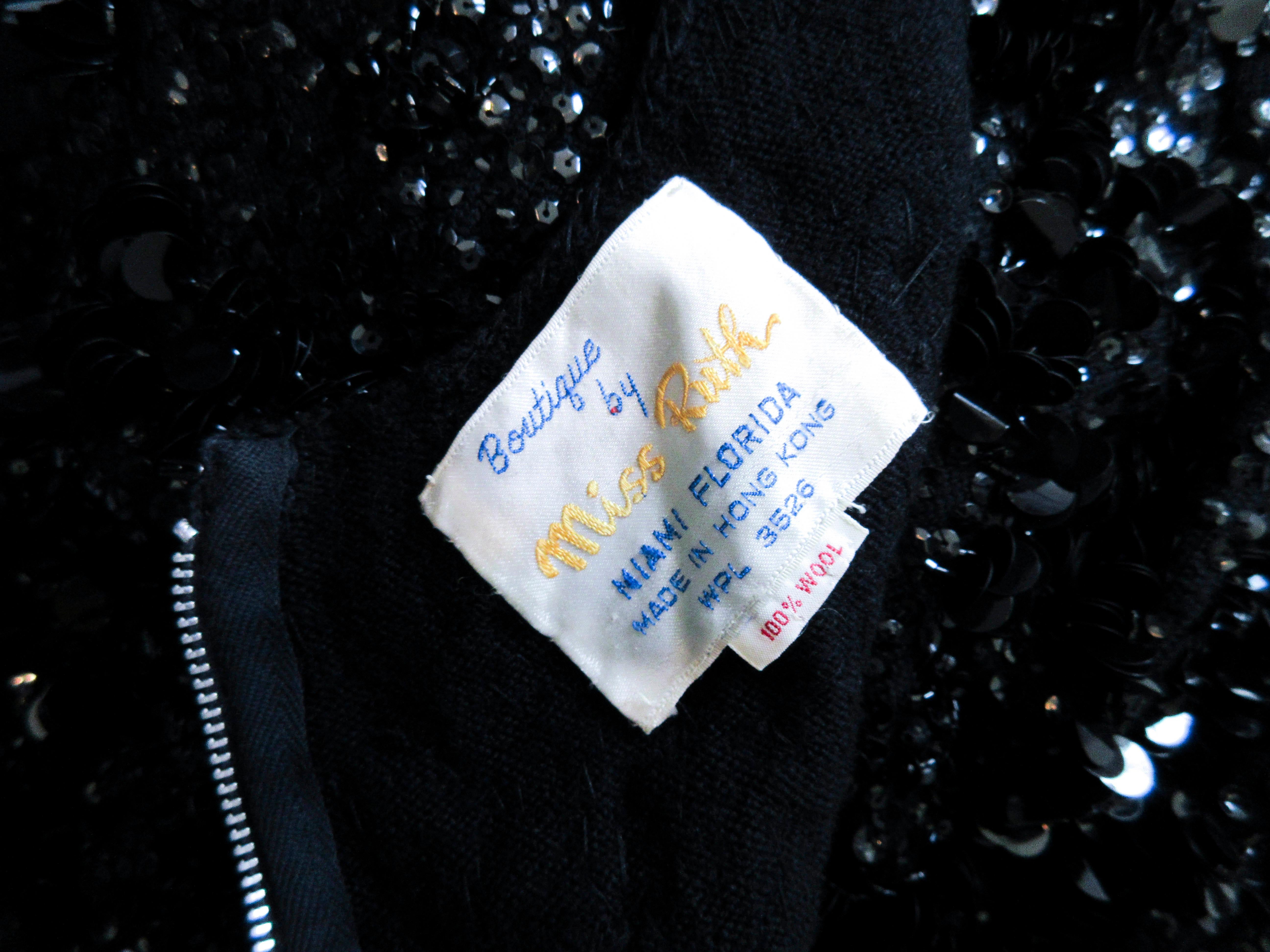 Miss Ruth, abito in lana elasticizzata con perline e paillettes, taglia piccola in vendita 6