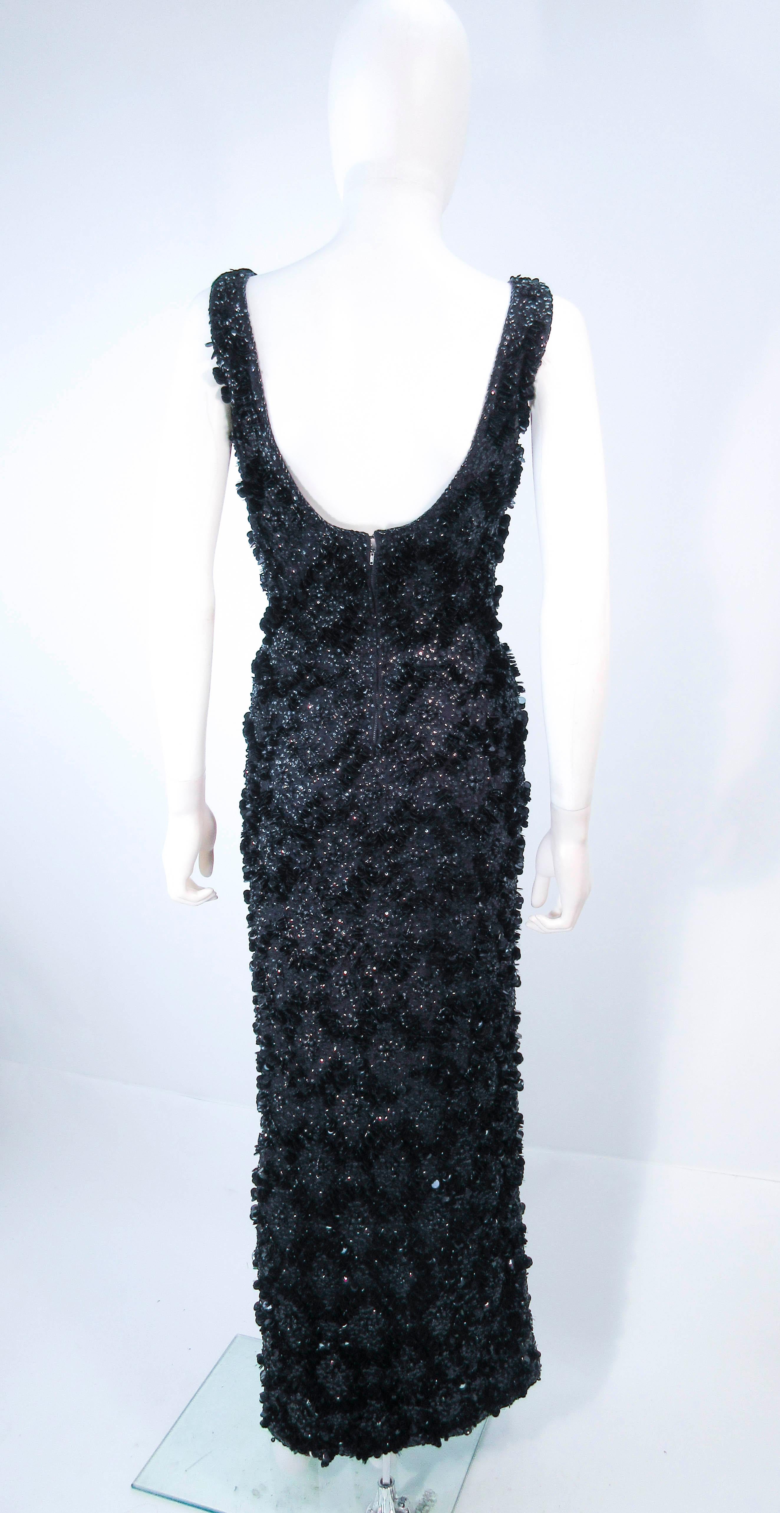 Miss Ruth Relief Beaded Stretch Wool Sequin Gown Size Small For Sale 3