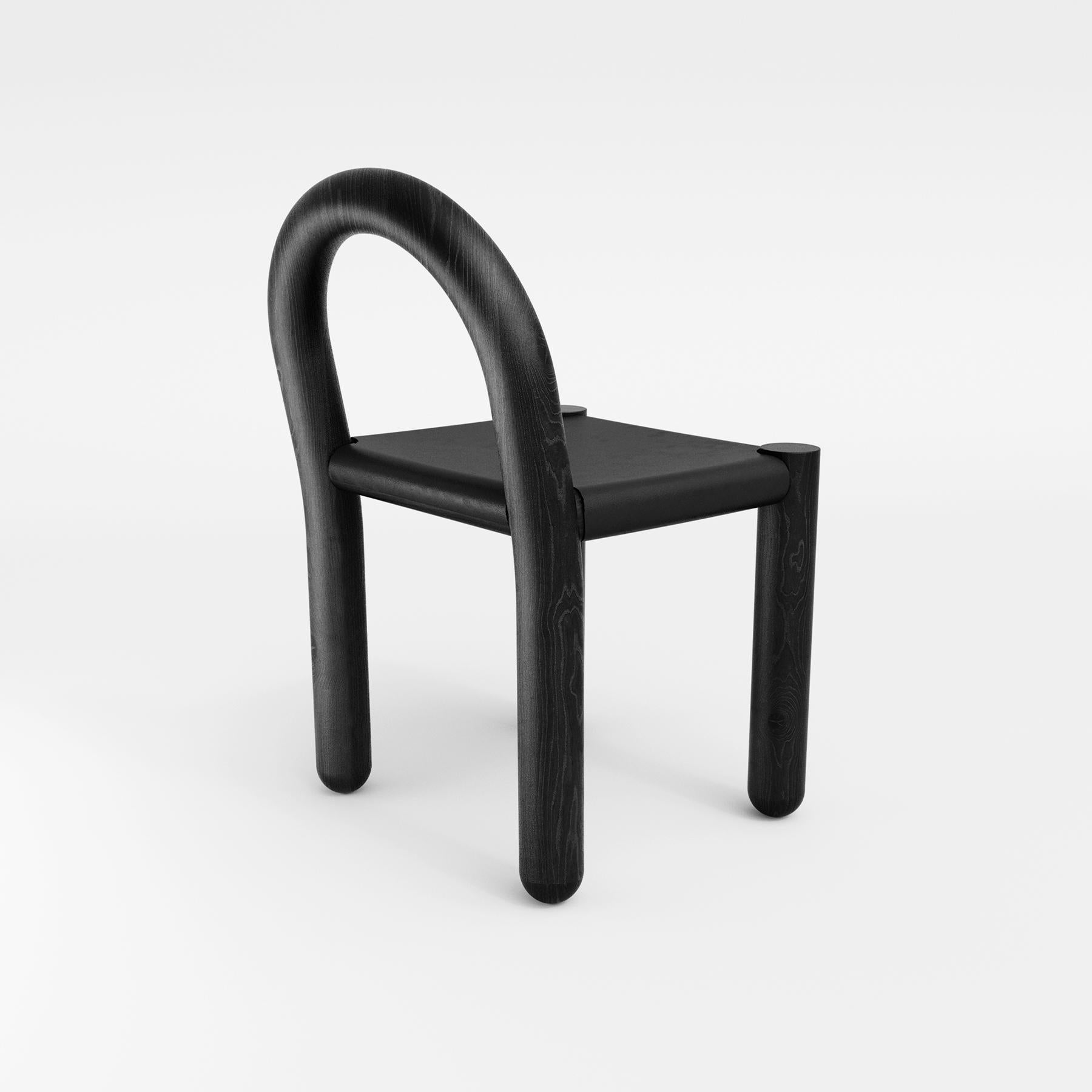 Contemporary Missa Chair in Leather and Wood by Pedro Paulo Venzon