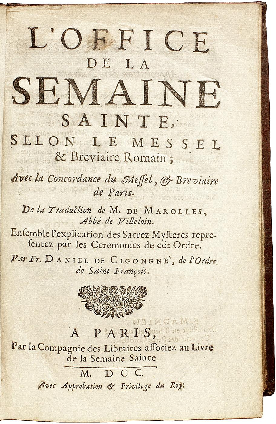 British [MISSAL]. L'Office De La Semaine Sainte. GILT ARMS OF PHILIPPE II DUC D'ORLEANS For Sale
