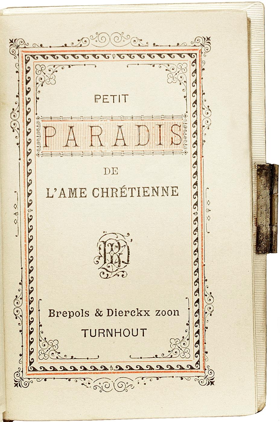 [MISSAL]. Petit Paradis de L'ame Chretienne. IN A MOTHER-OF-PEARL BINDING In Good Condition For Sale In Hillsborough, NJ