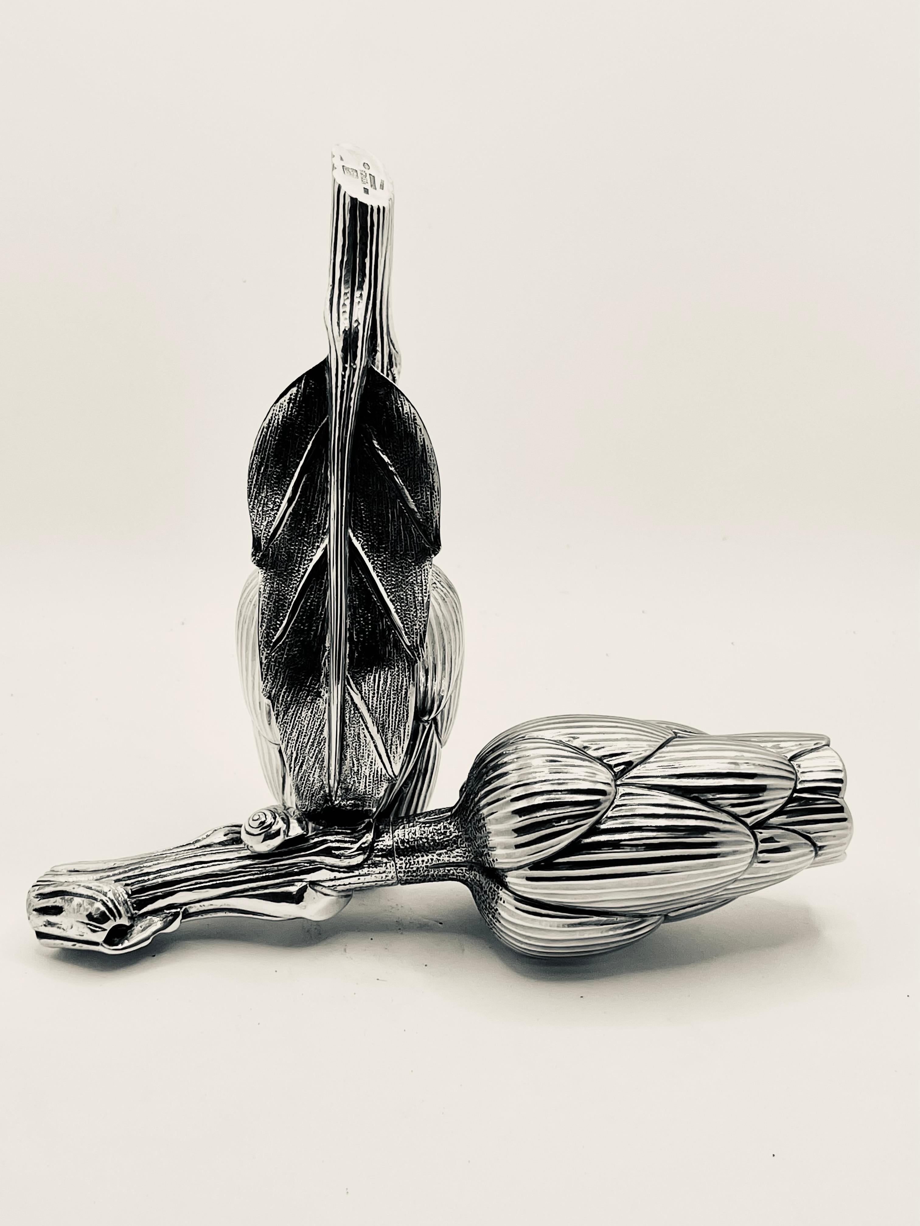 Missiaglia  Sal y pimienta molinillo Alcachofas  Hecho a mano en plata Italia 1990 en Bueno estado para la venta en Paris, FR