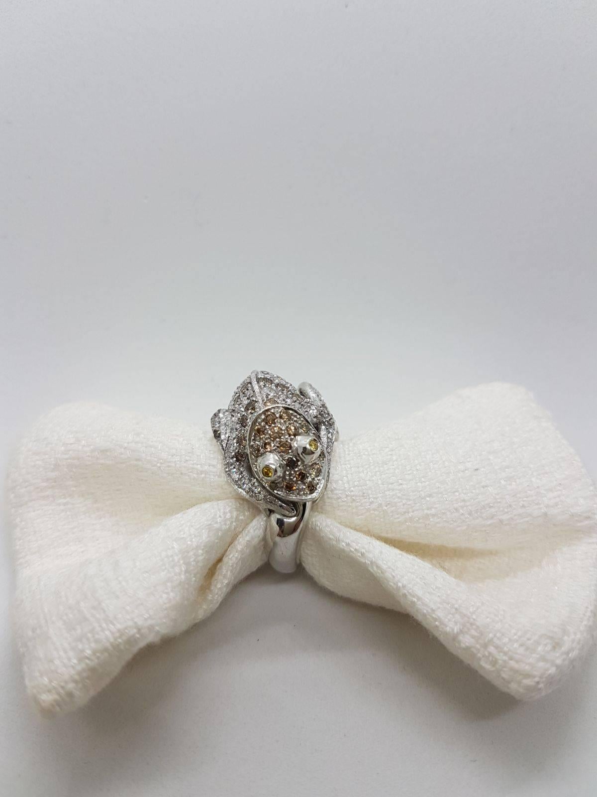 Missiaglia1846 White Gold and Diamonds Chameleon Ring In New Condition For Sale In Venice, IT