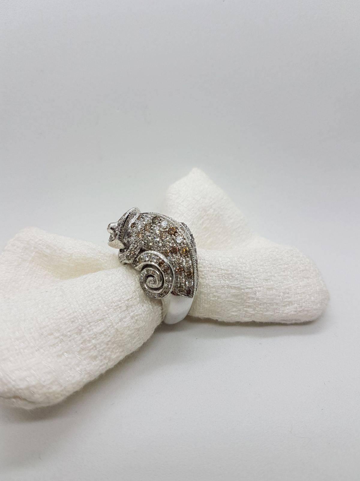 Missiaglia1846 White Gold and Diamonds Chameleon Ring For Sale 3