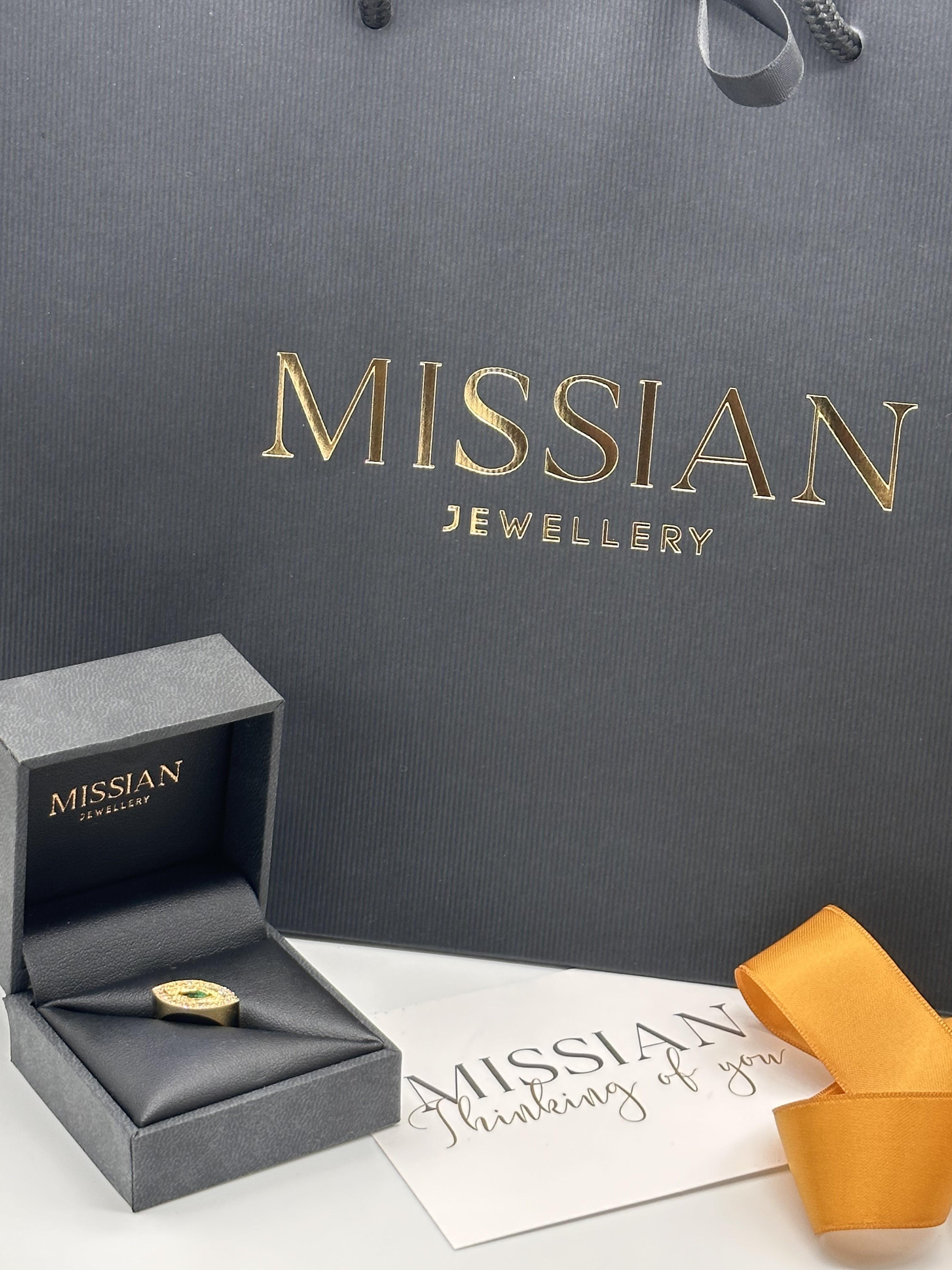 MISSIAN JEWELLERY 18kt gold ring with 0.208 carat diamond and 0.44 carat emerald For Sale 1