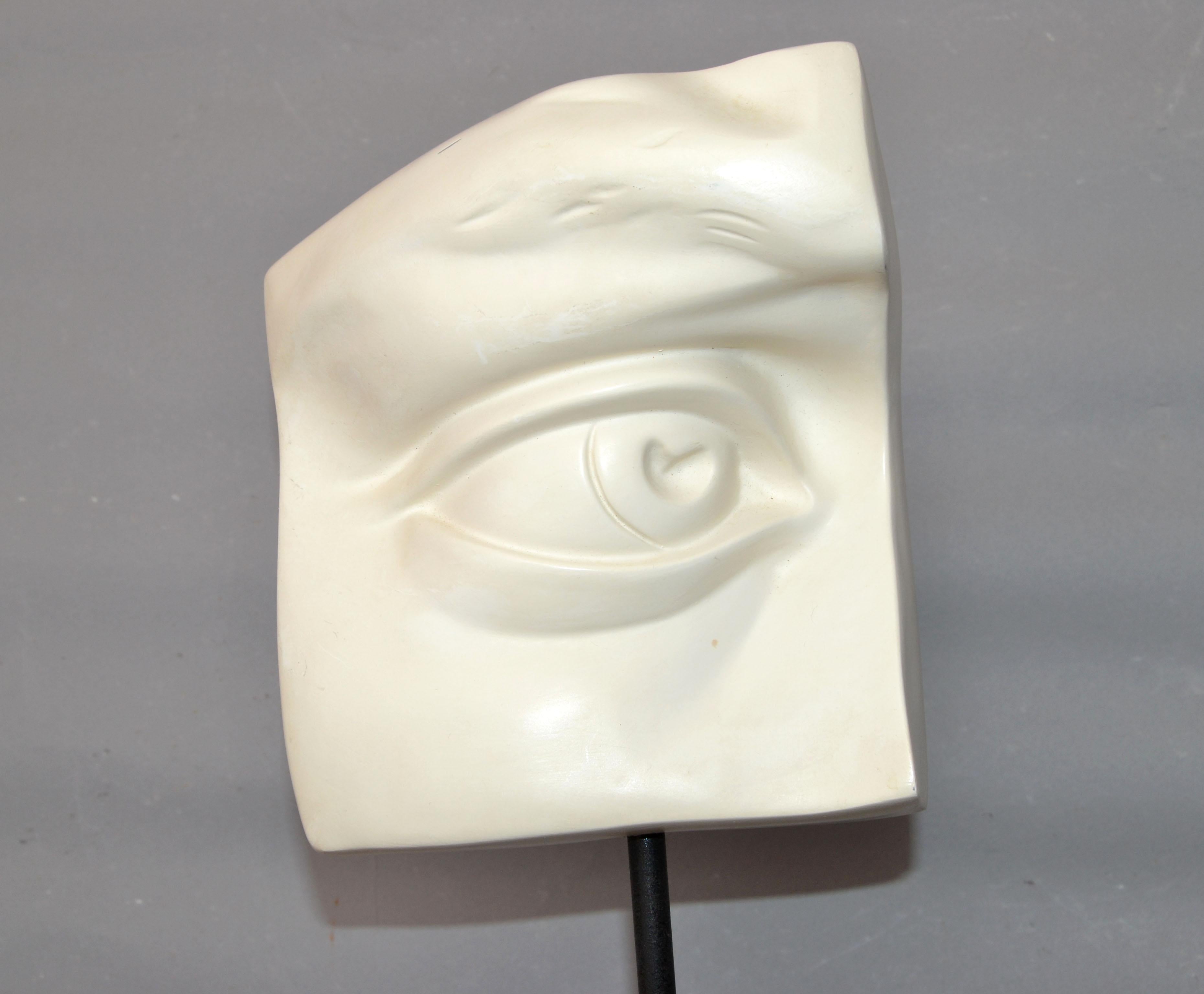Missing Eye of David Black & White Sculpture Plaster on Wood Mid-Century Modern For Sale 7