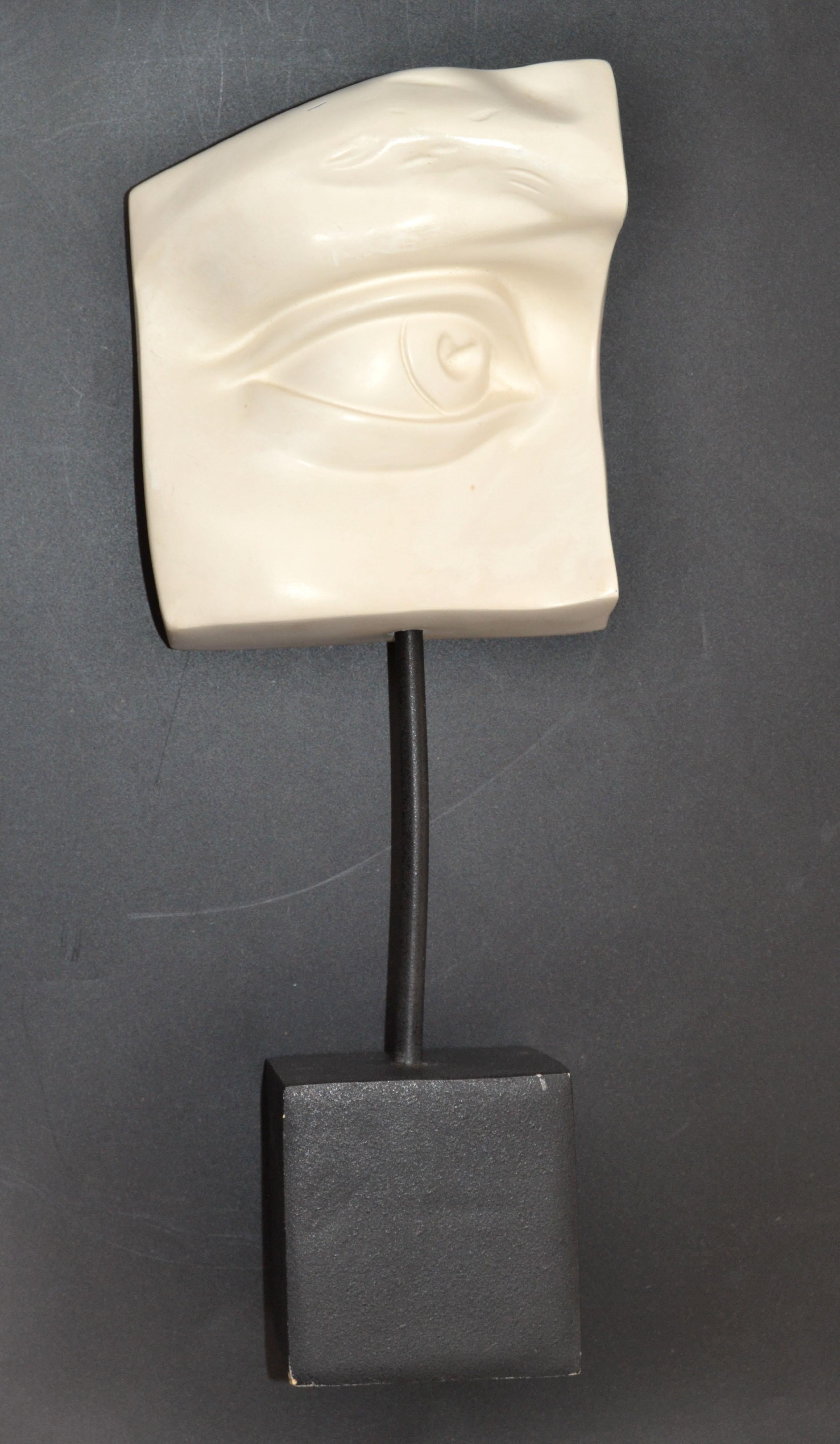 Missing Eye of David Black & White Sculpture Plaster on Wood Mid-Century Modern For Sale 8
