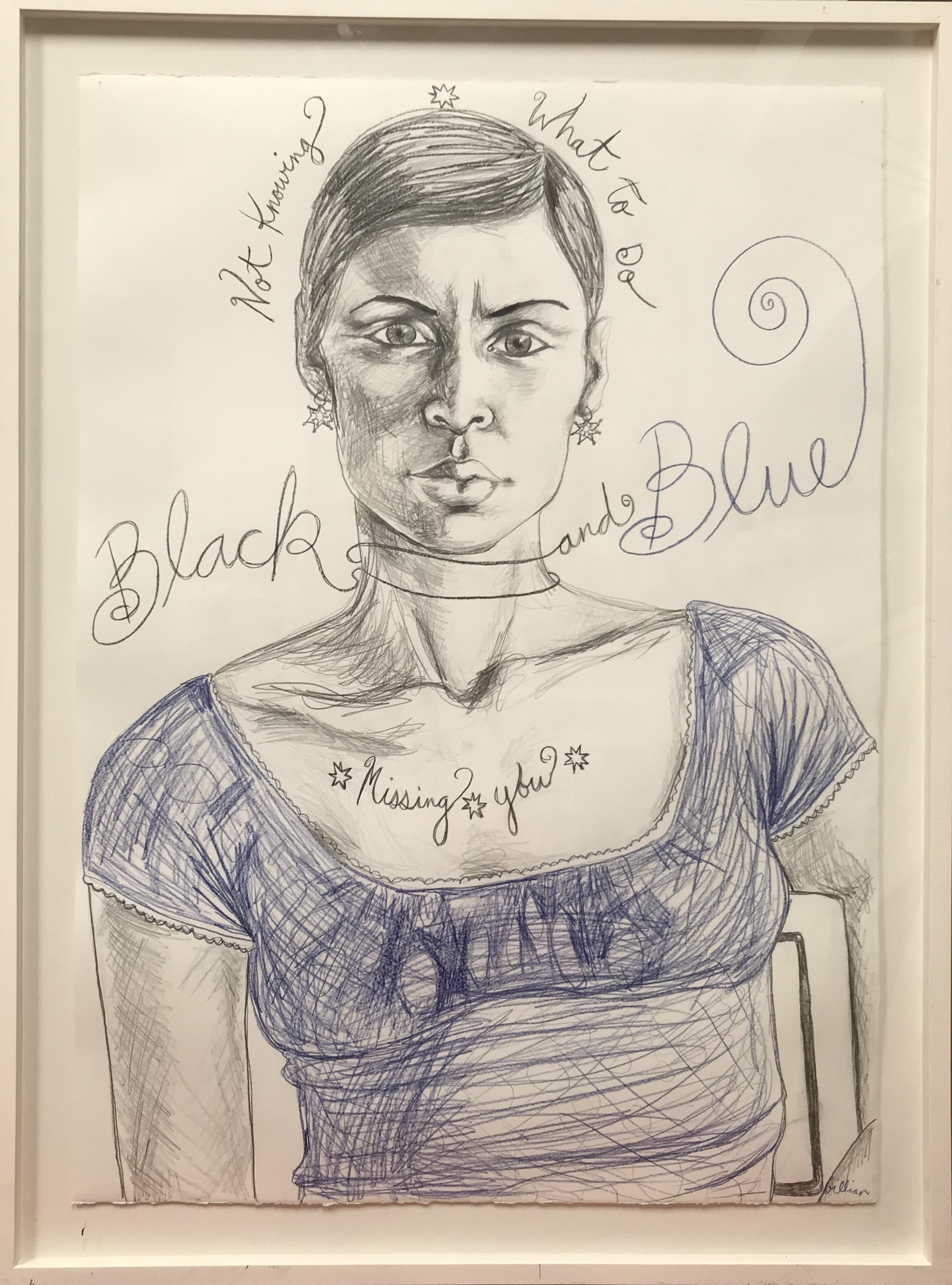 "MIssing You" "Black and Blue" Drawing by Gillian Lefkowitz
