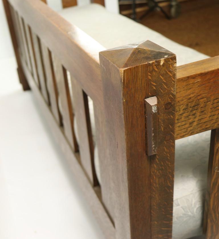 Upholstery Mission Arts & Crafts Settle Attributed to Gustav Stickley