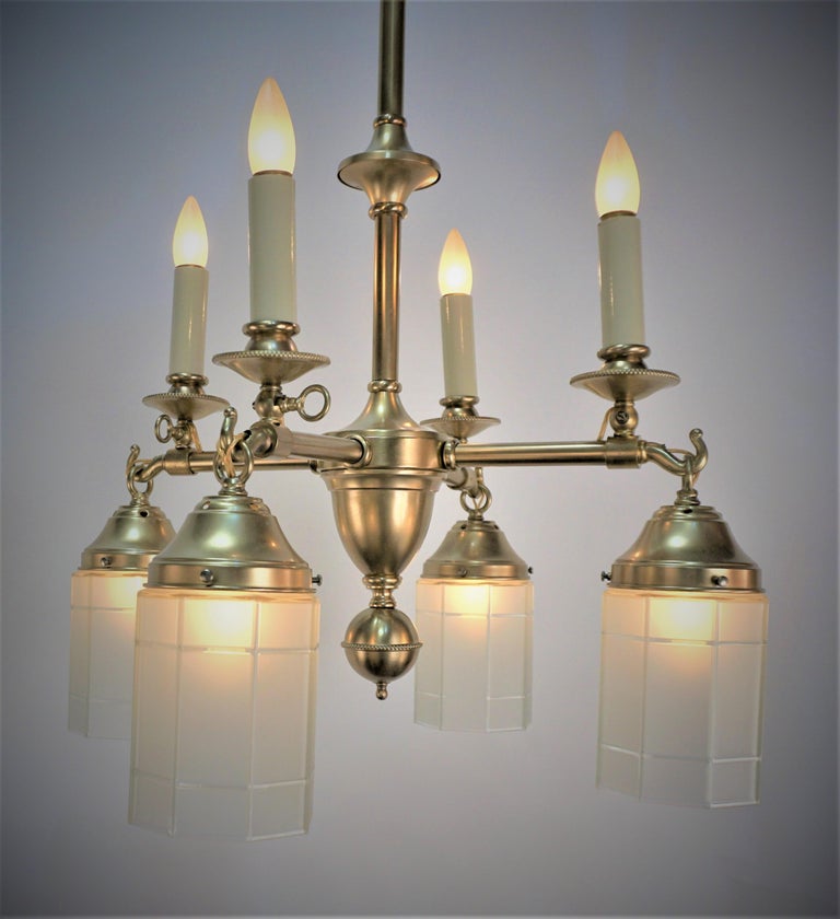 Mission, Arts and Crafts American Eight Lights Brass Chandelier For ...