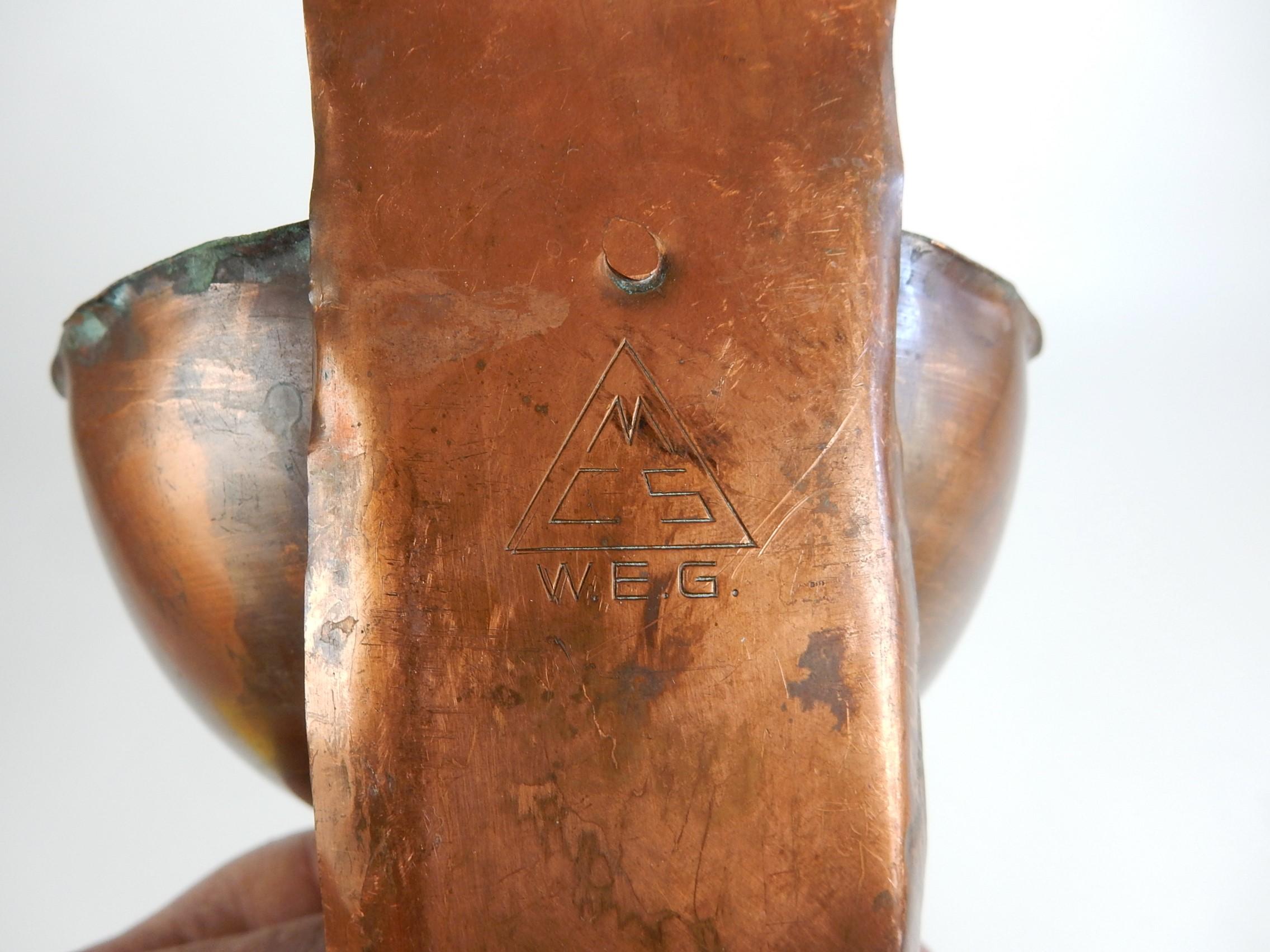 Mission Arts & Crafts era French Hammered Copper Holy Water Fonts In Good Condition For Sale In Las Vegas, NV