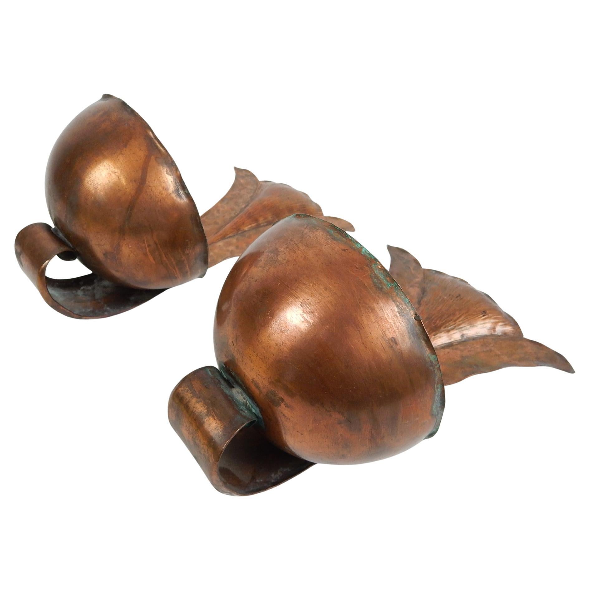 20th Century Mission Arts & Crafts era French Hammered Copper Holy Water Fonts For Sale