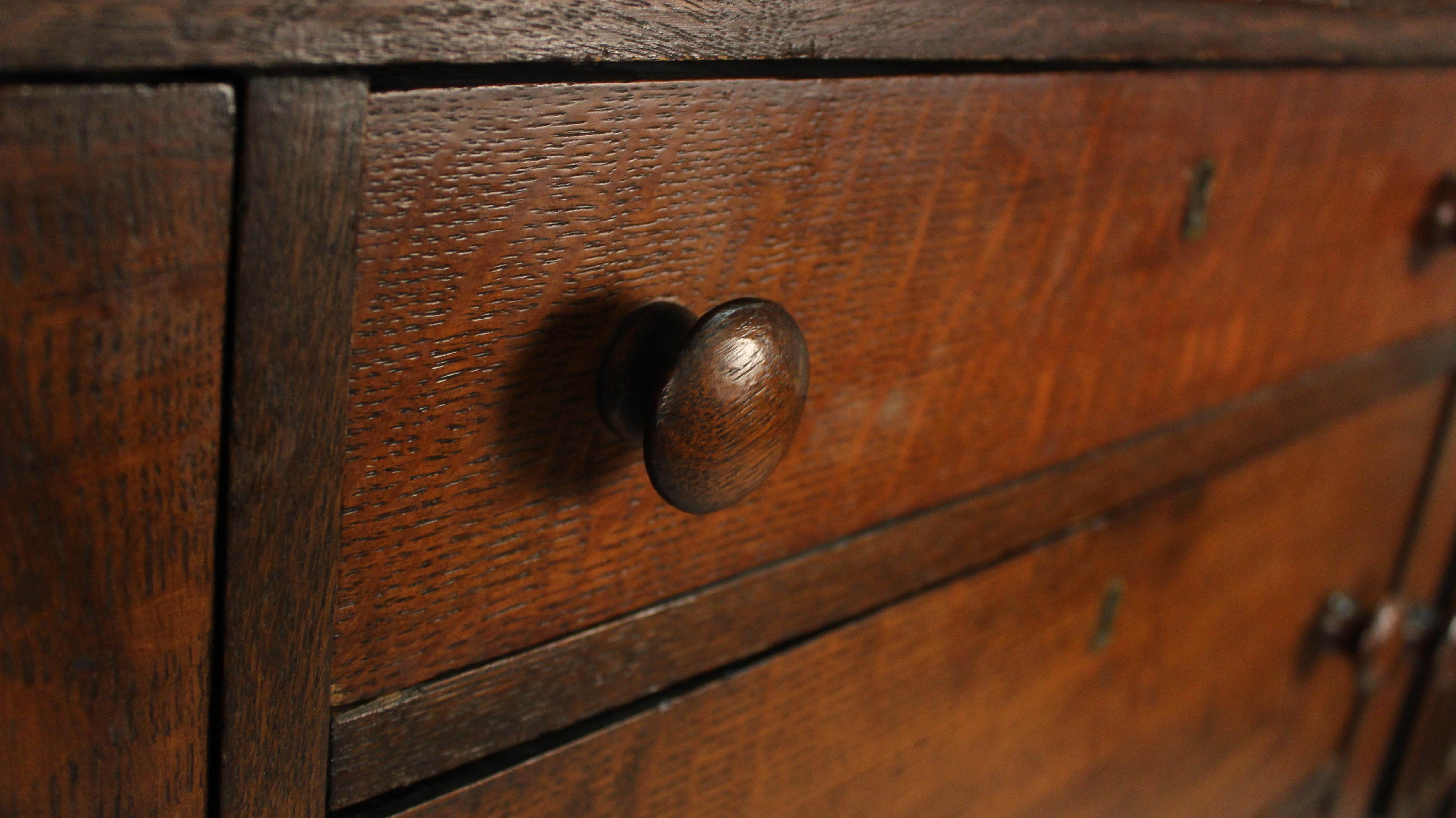 Early 20th Century Mission Arts Crafts Oak Sideboard, circa 1910