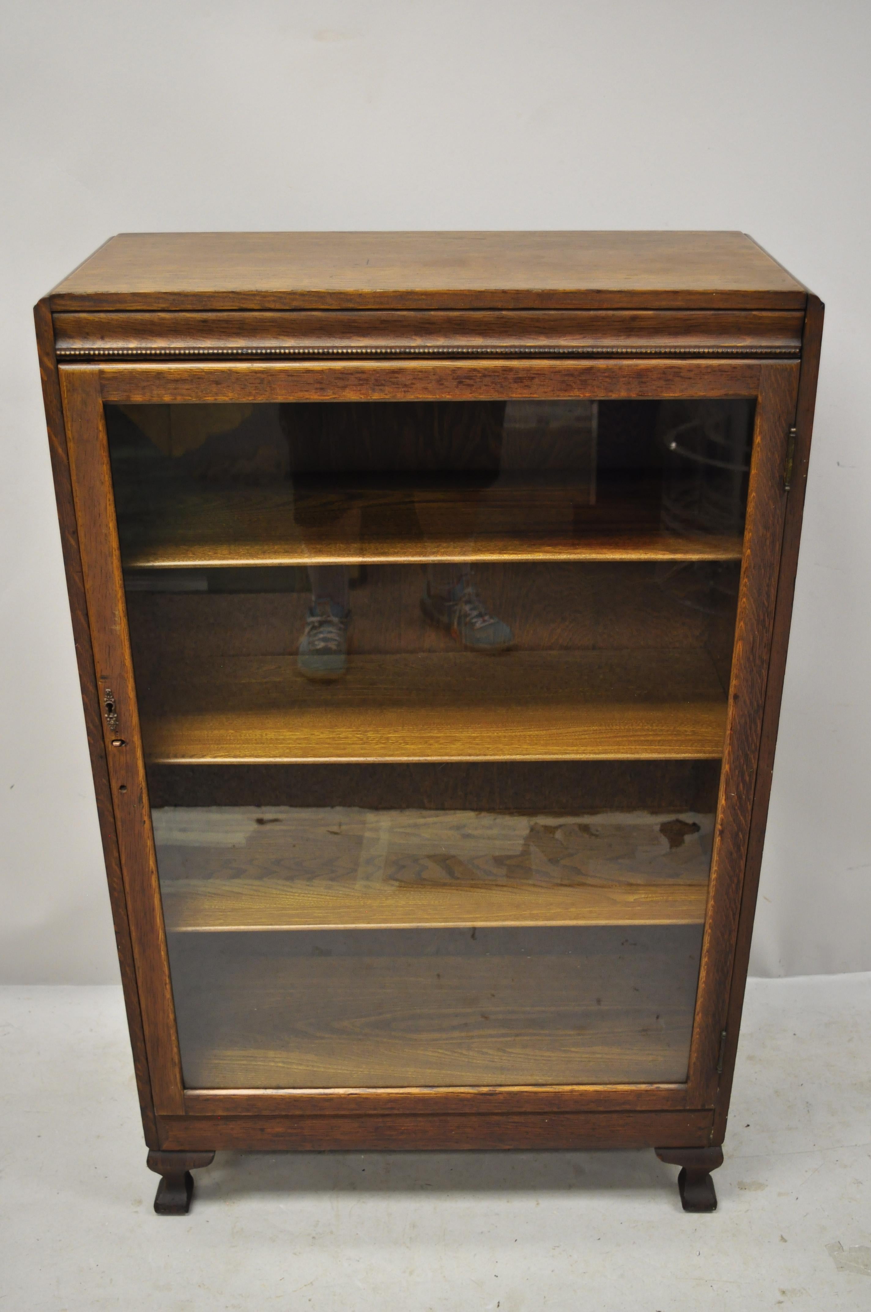 Mission Arts & Crafts Oakwood Single Glass Door Small Bookcase Display Cabinet 1
