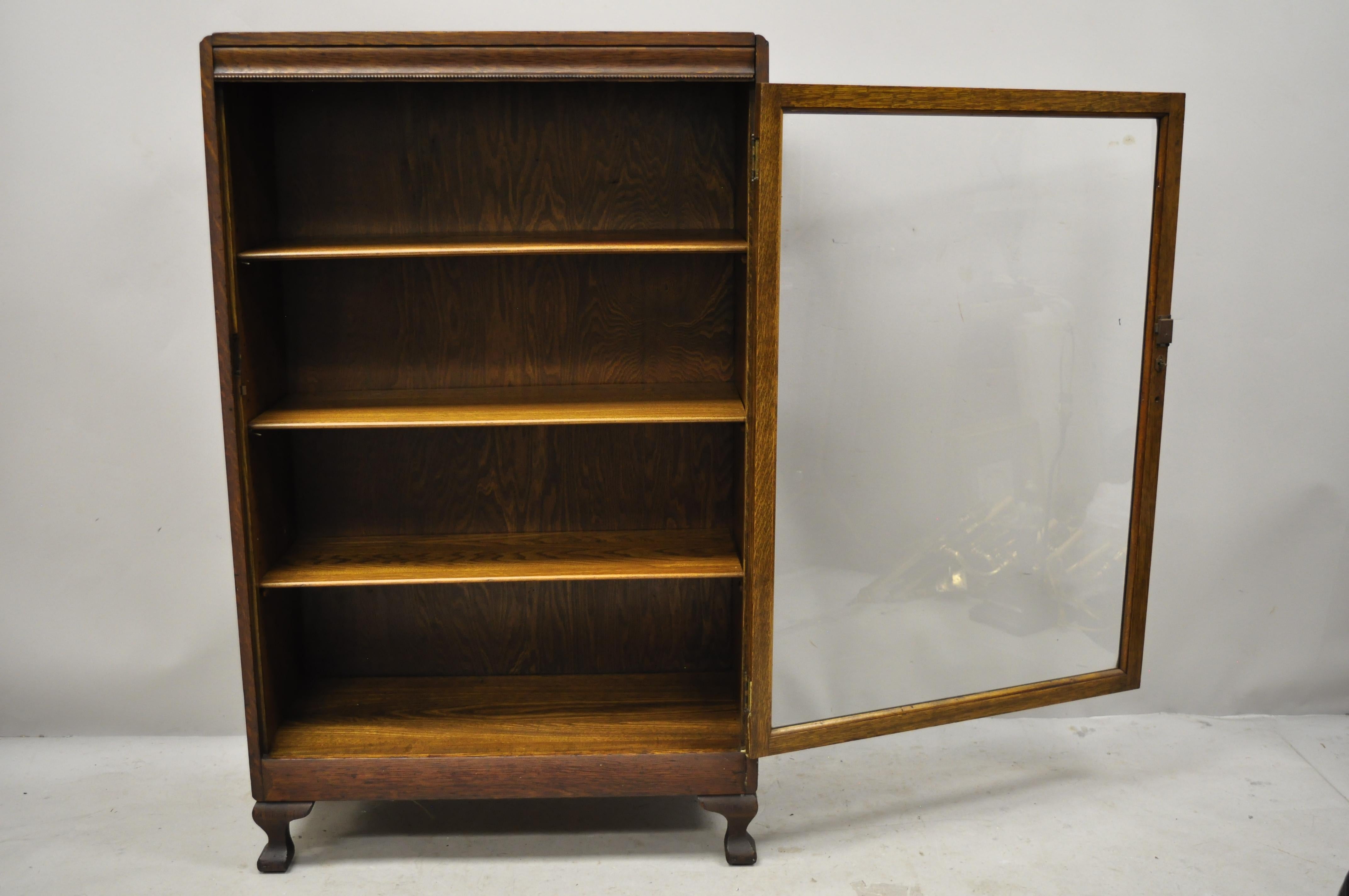 North American Mission Arts & Crafts Oakwood Single Glass Door Small Bookcase Display Cabinet