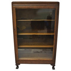 Mission Arts & Crafts Oakwood Single Glass Door Small Bookcase Display Cabinet