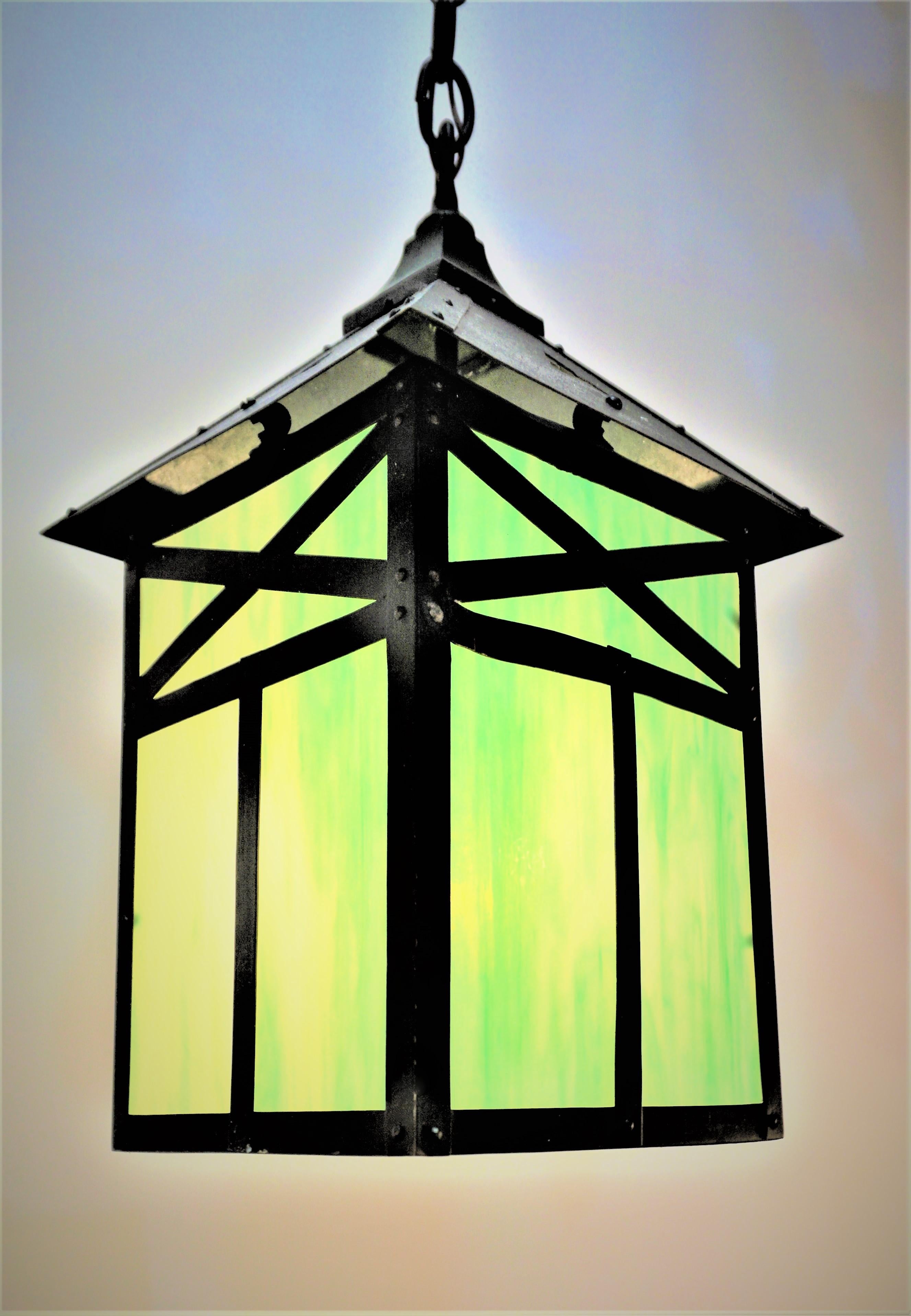 Arts and Crafts Mission Arts & Crafts Stained Glass Lantern 