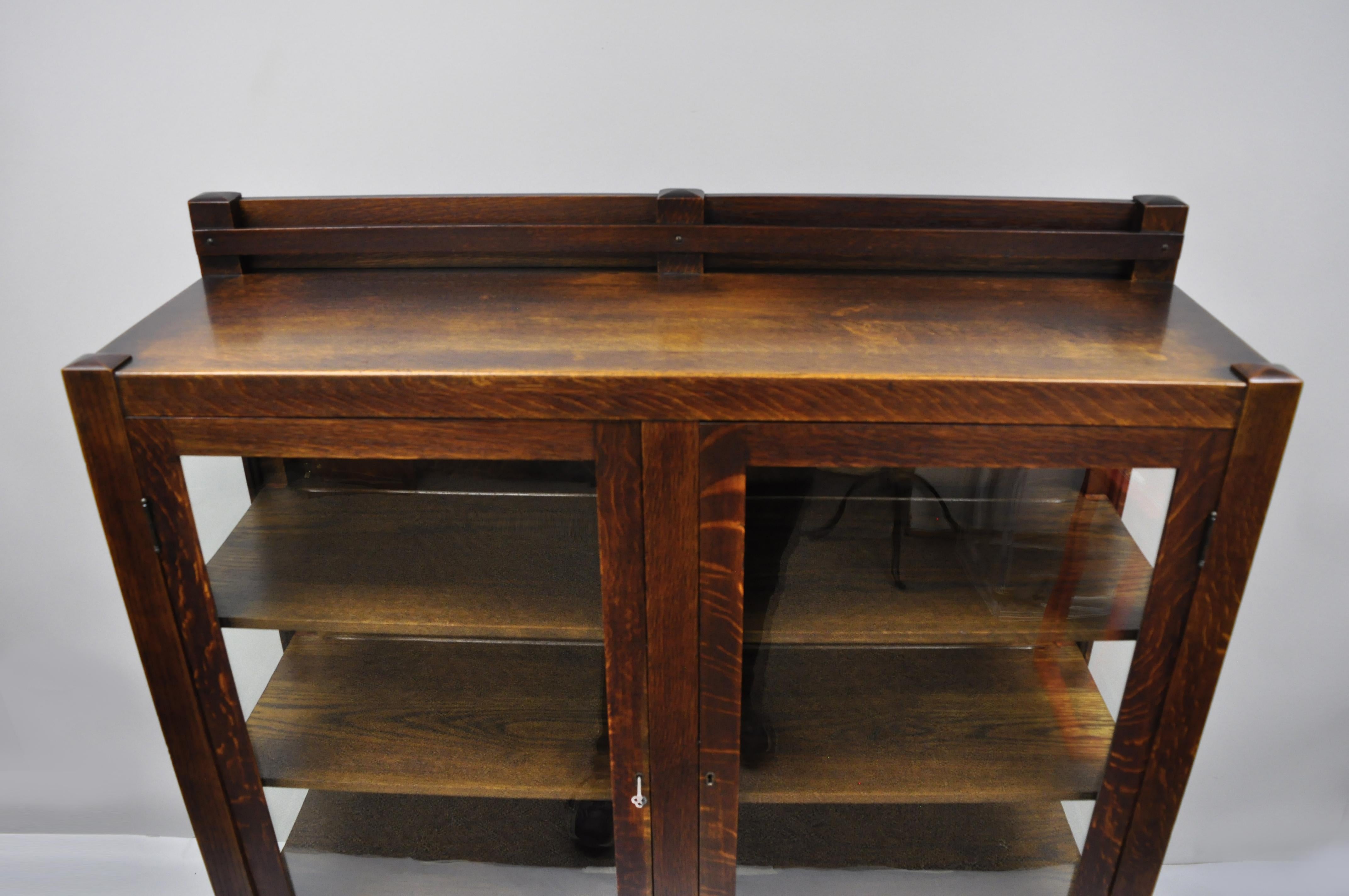 stickley bookcase with glass doors