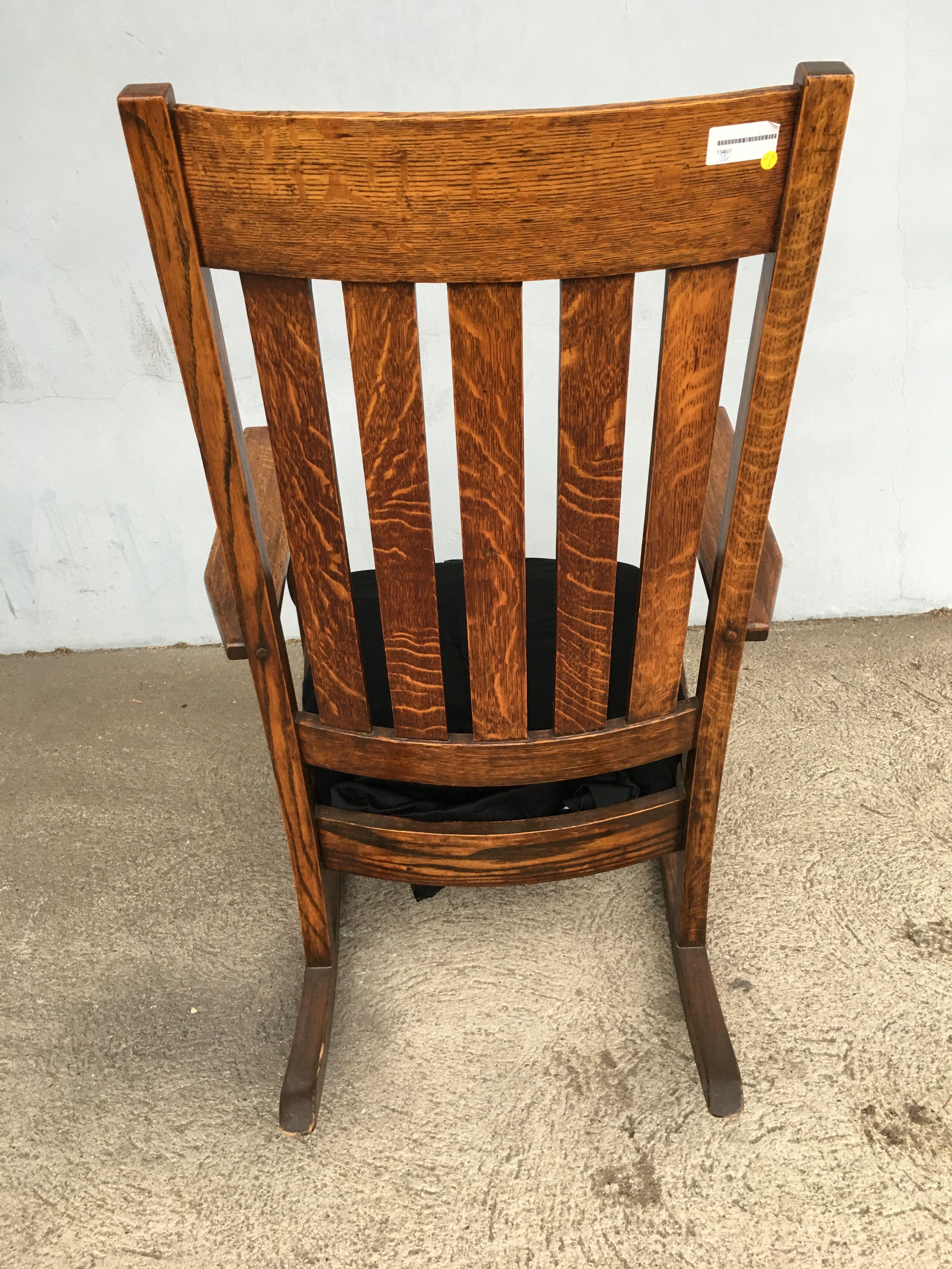 American Mission Chestnut Slat Back Rocking Chair by National Chair Co. For Sale