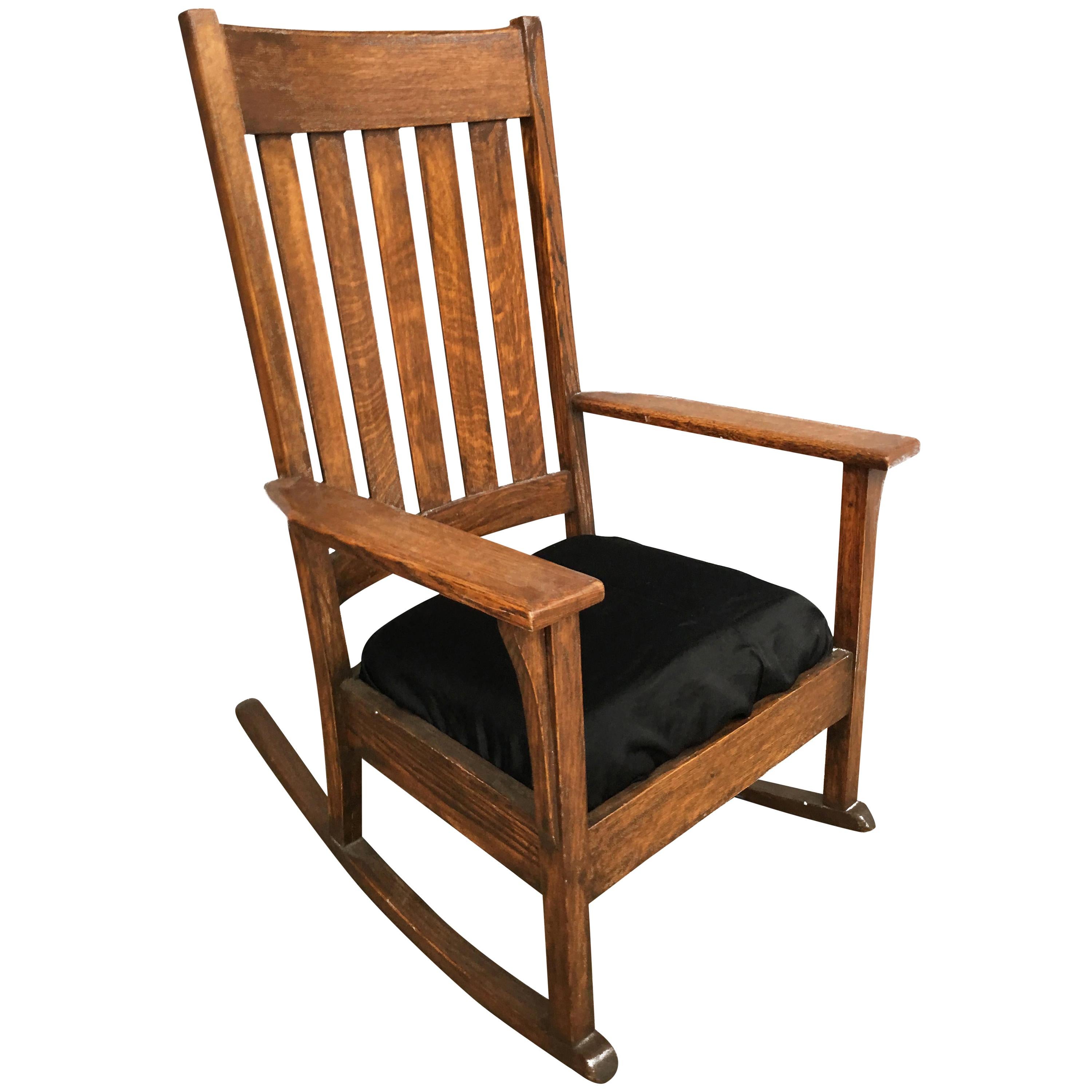 Mission Chestnut Slat Back Rocking Chair by National Chair Co. For Sale
