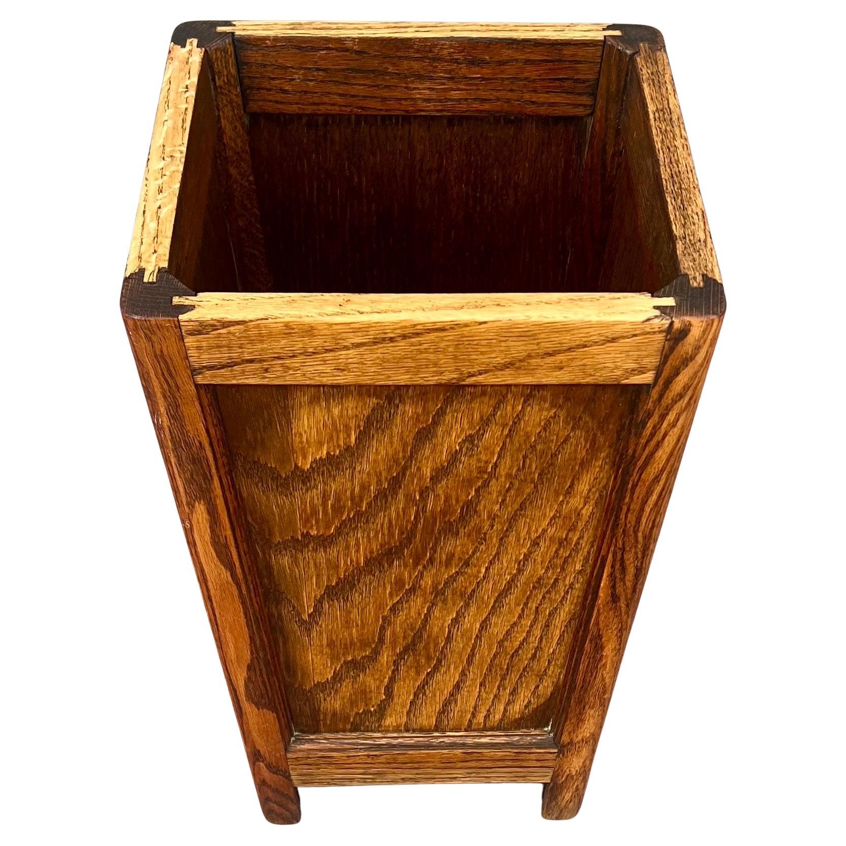 American Craftsman Mission / Craftsman  American Quarter Sawn Oak Waste Basket Art Deco For Sale
