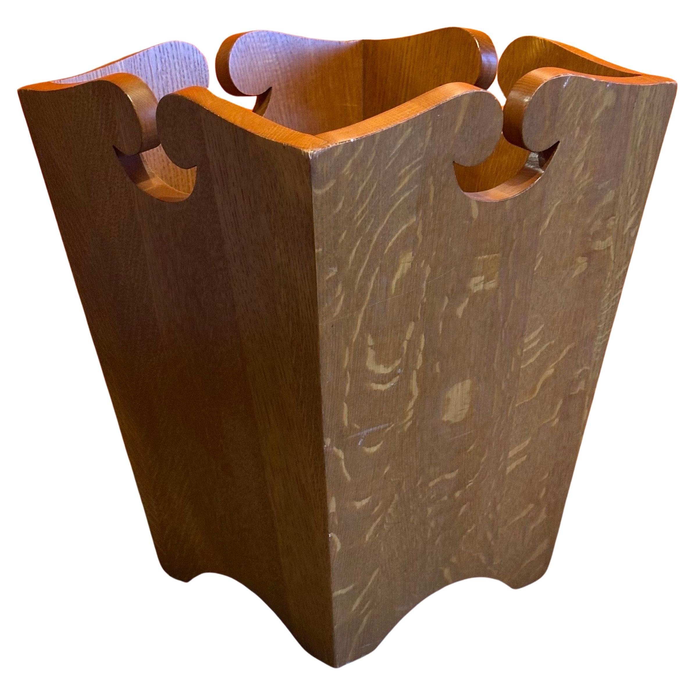 Mission / Craftsman Style American Quarter Sawn Oak Waste Basket by Stickley For Sale 5