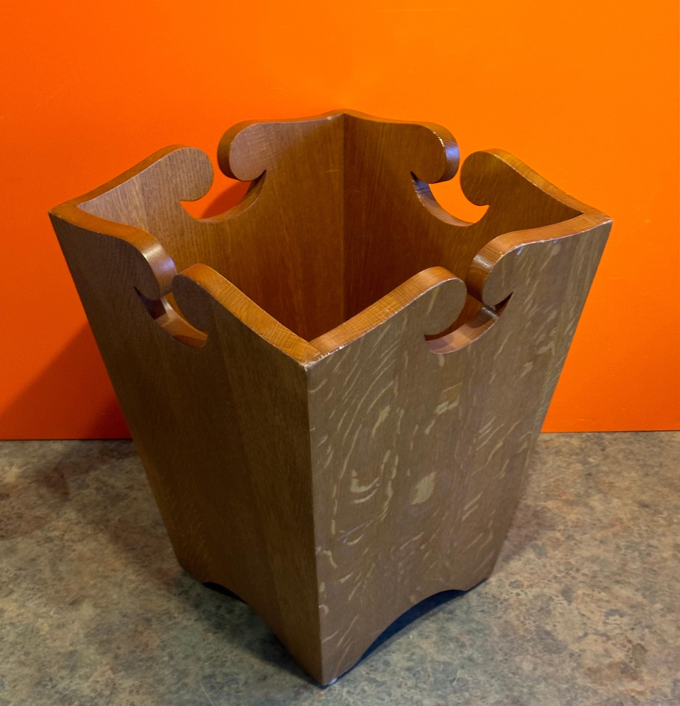 20th Century Mission / Craftsman Style American Quarter Sawn Oak Waste Basket by Stickley For Sale