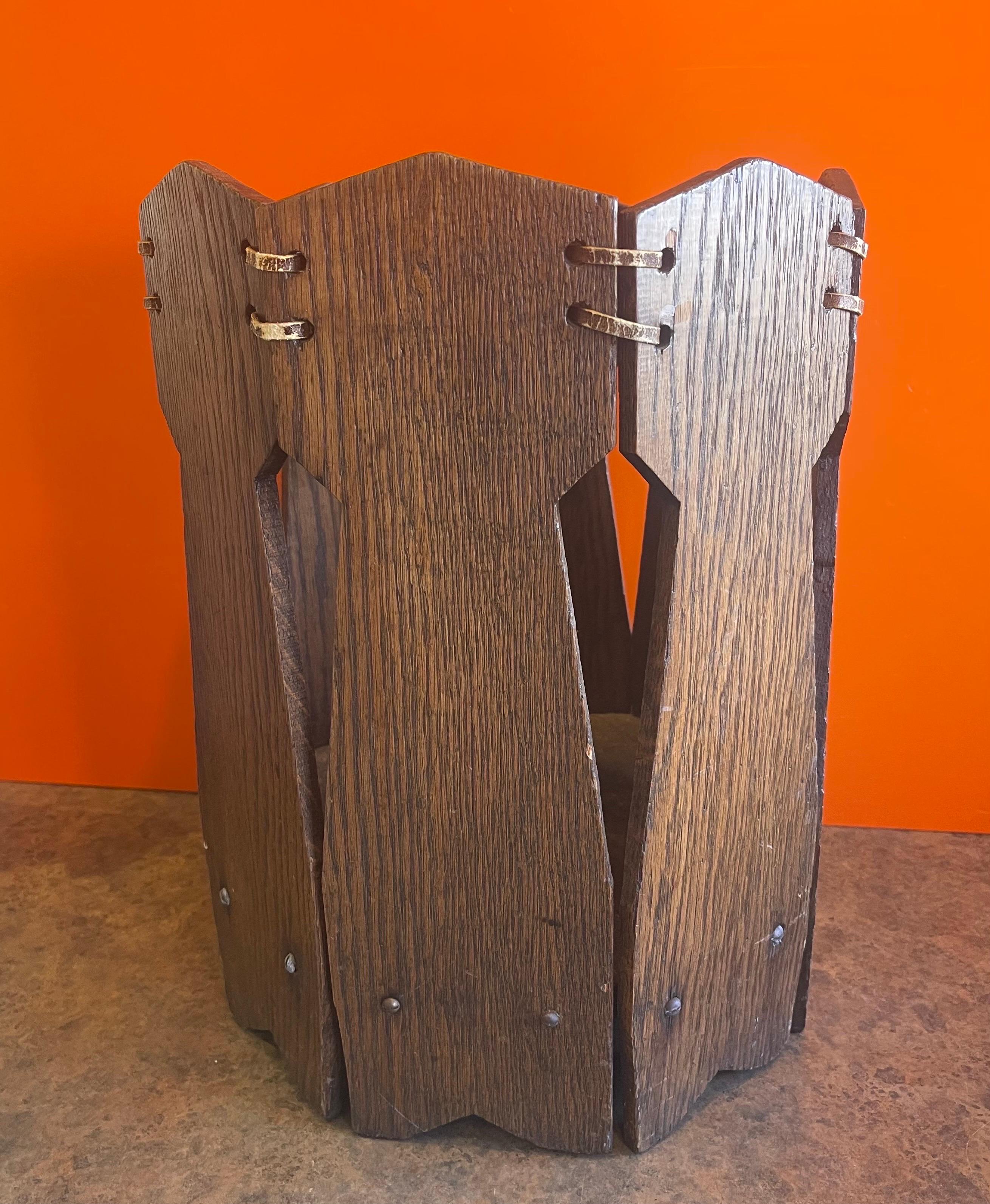 Mission / Craftsman Style American Quarter Sawn Oak Waste Basket 9