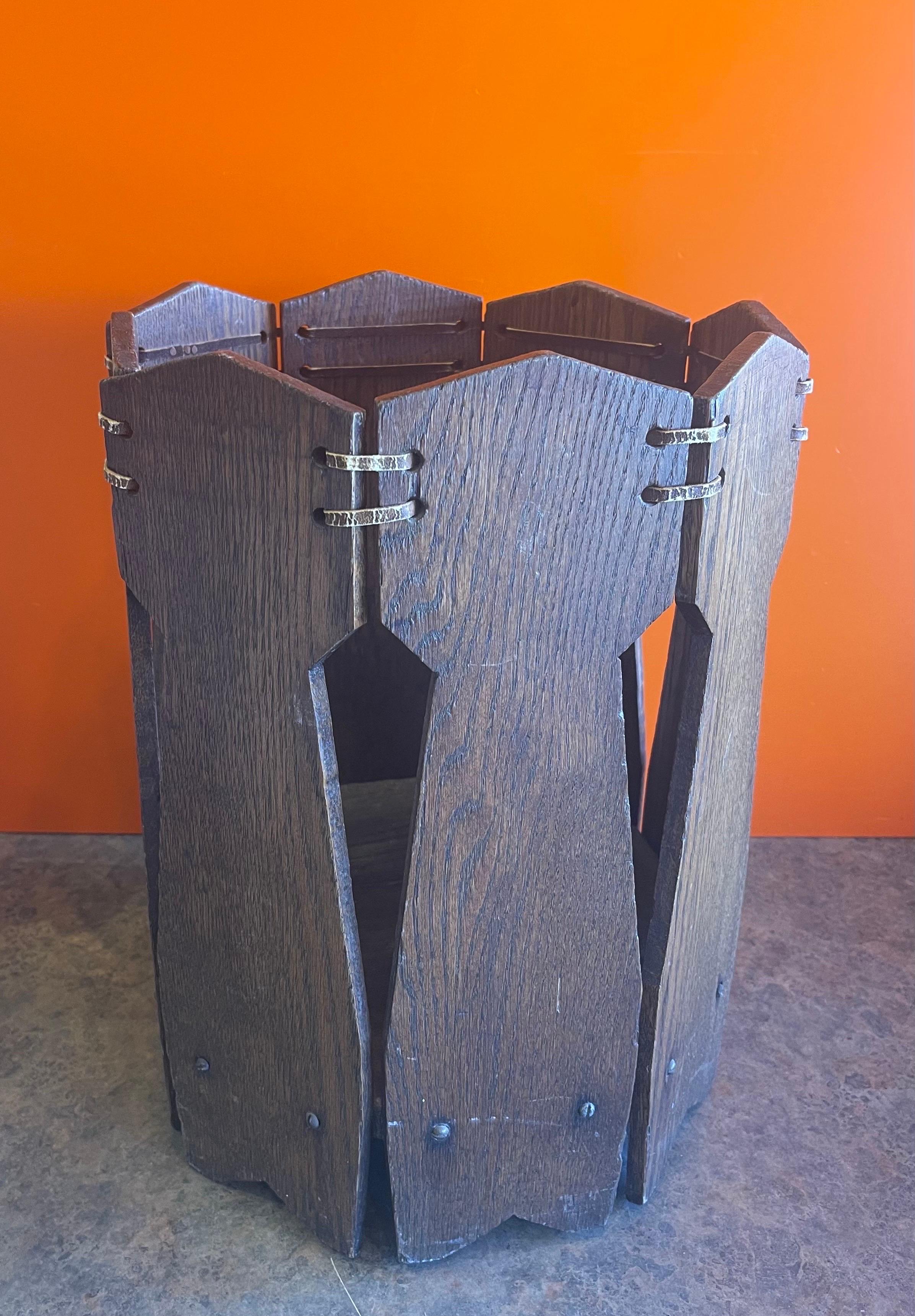 20th Century Mission / Craftsman Style American Quarter Sawn Oak Waste Basket
