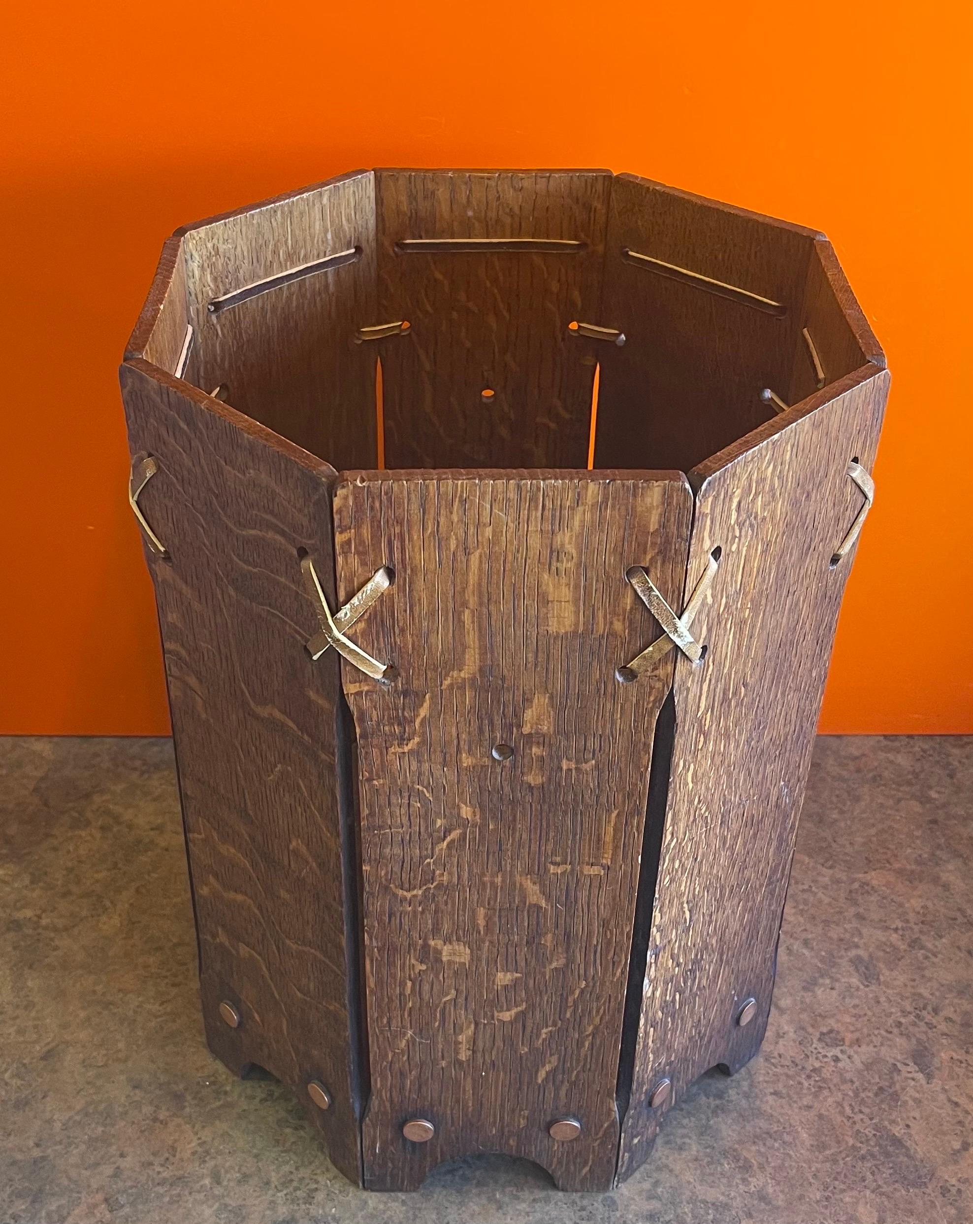 American Craftsman Mission / Craftsman Style American Quarter Sawn Oak Waste Basket