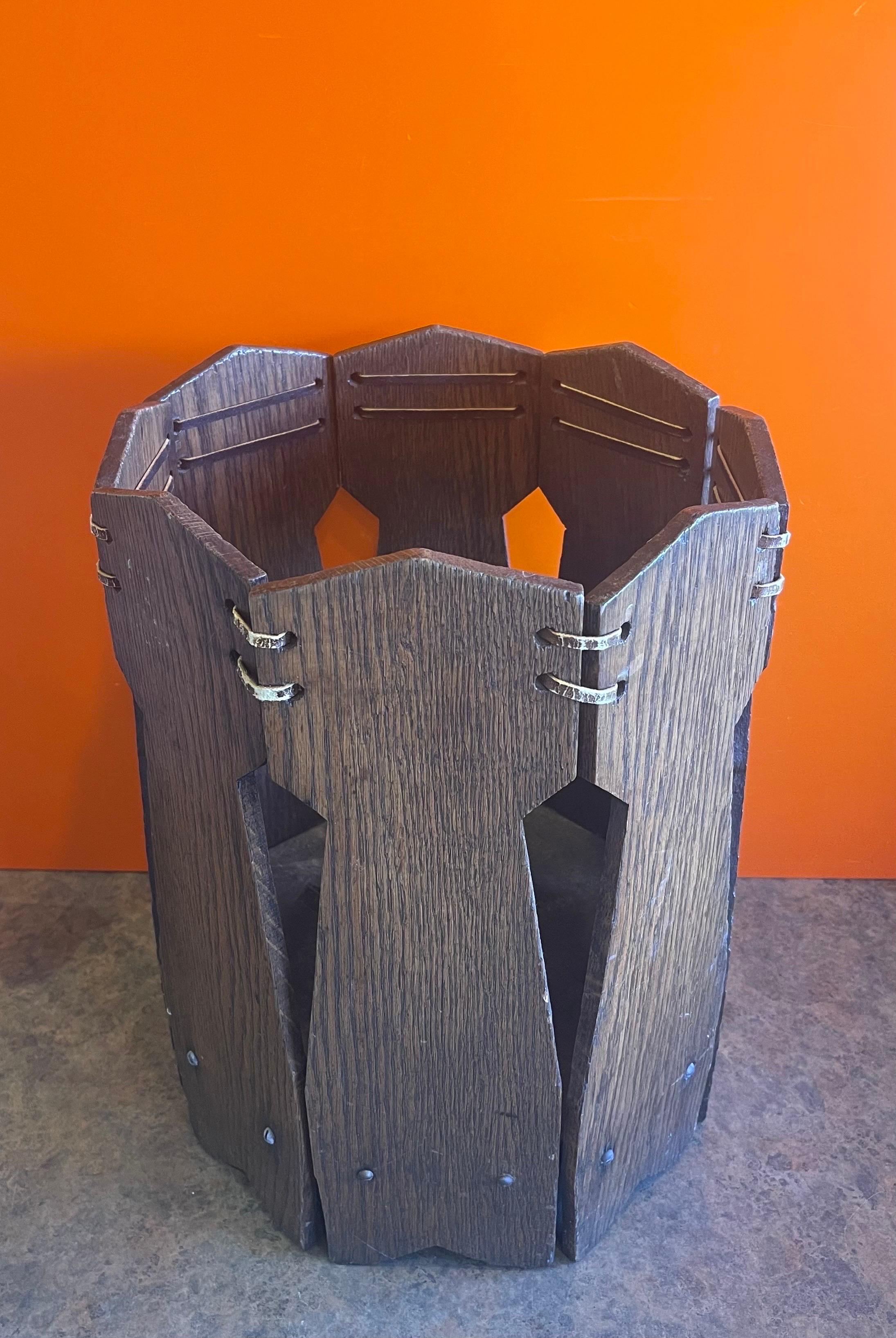 Mission / Craftsman Style American Quarter Sawn Oak Waste Basket 1
