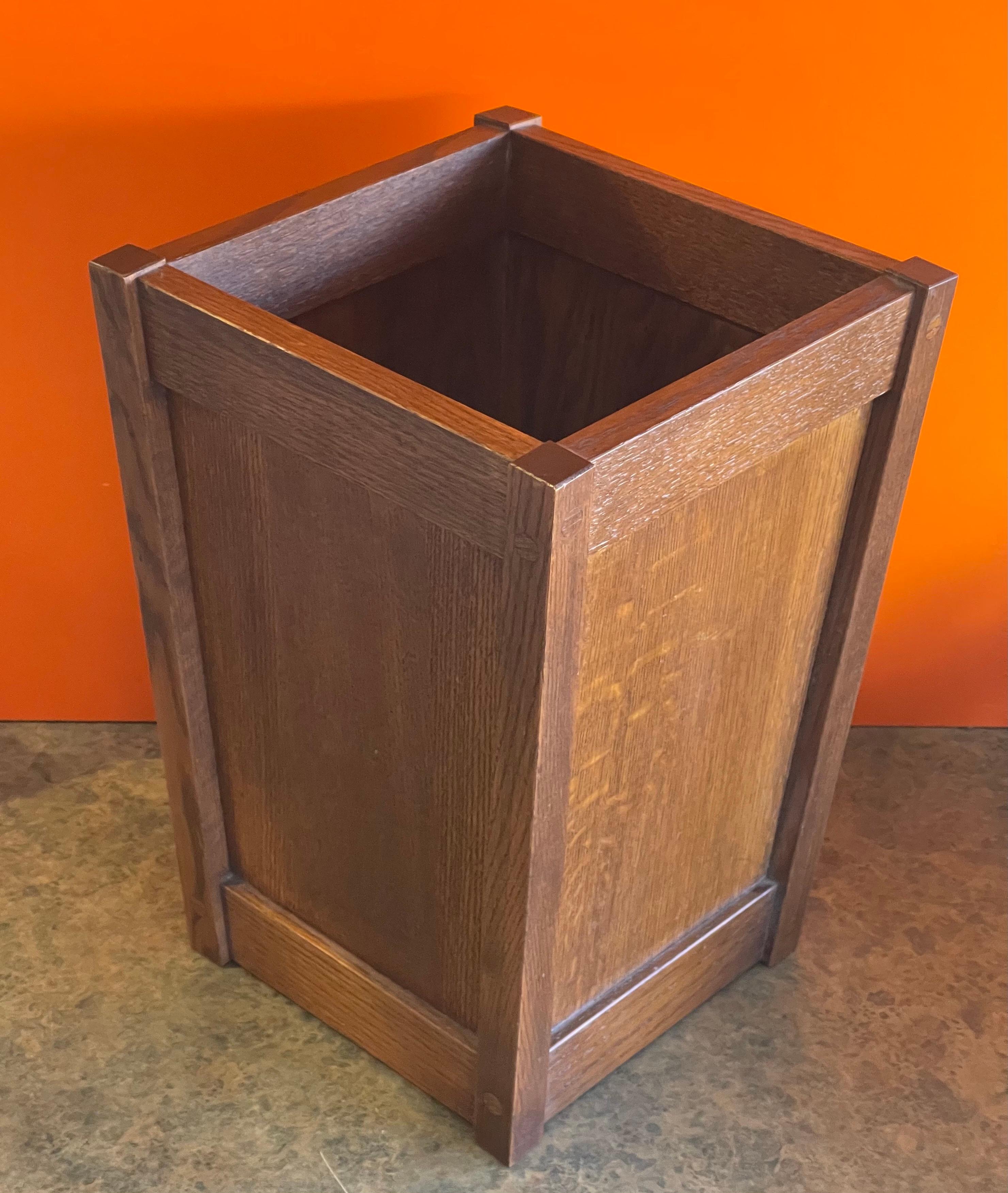 Mission / Craftsman Style American Quarter Sawn Oak Waste Basket 3